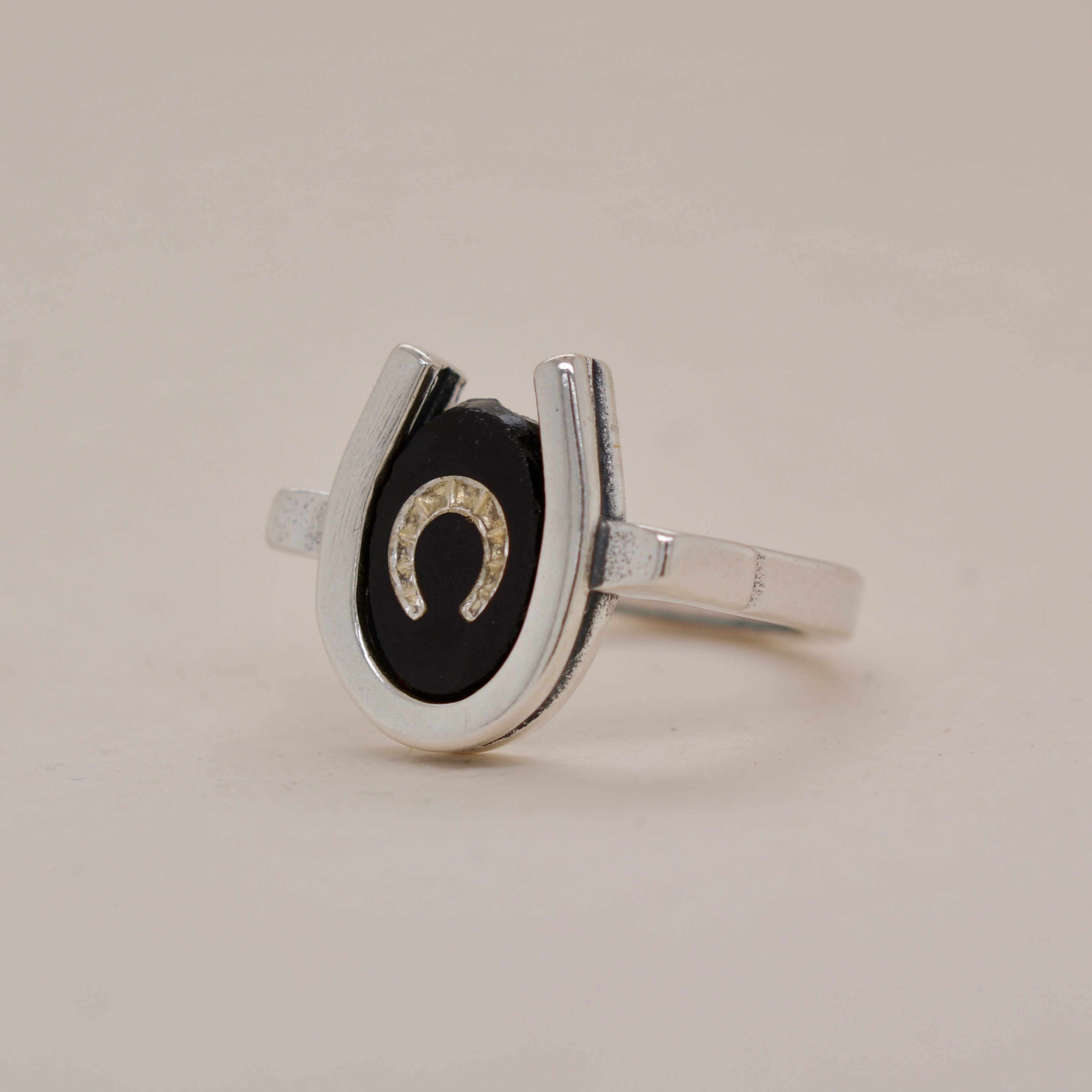 TRIPLE LUCK // SILVER RING // BLACK WHITE INTAGLIO