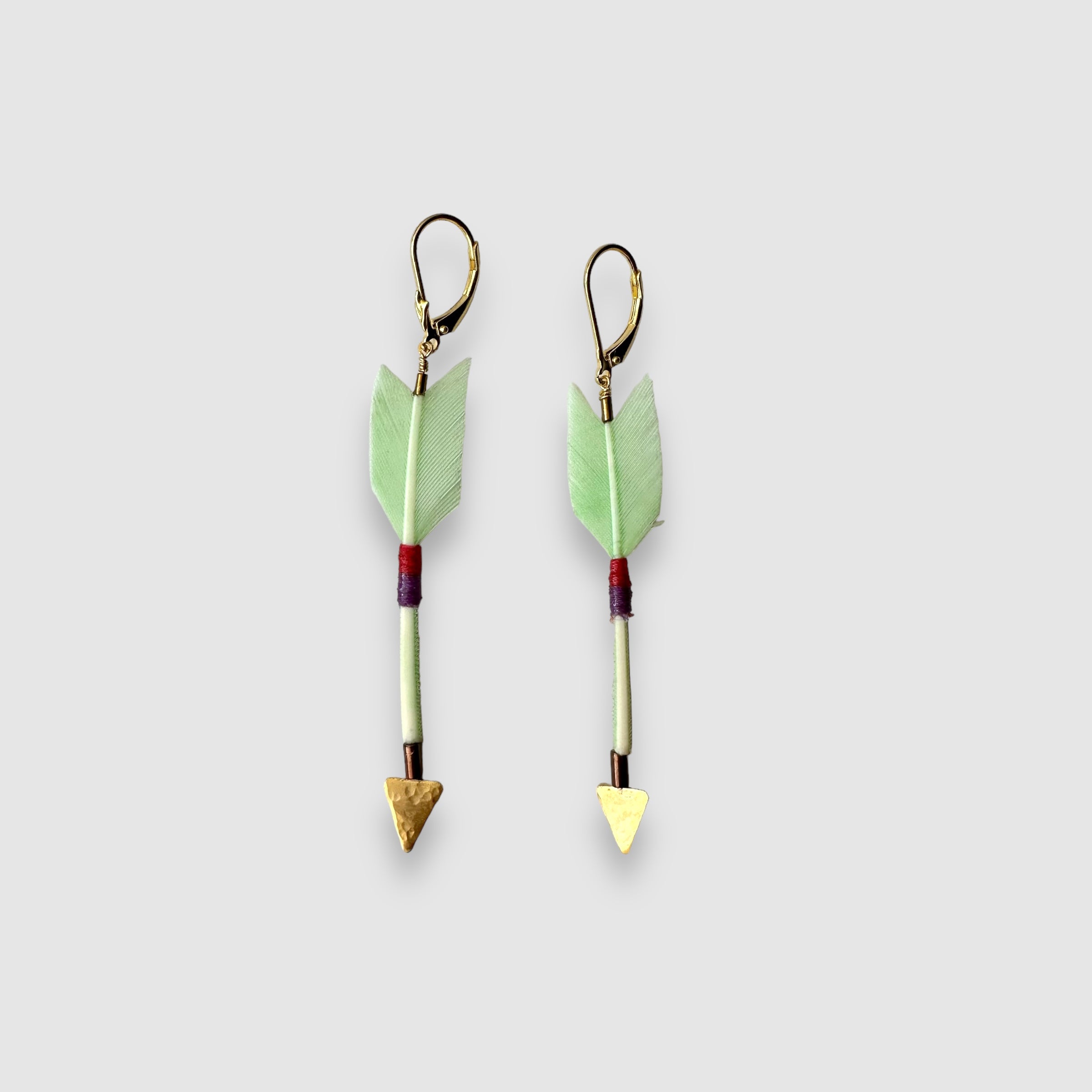 FEATHER ARROW EARRINGS // PISTACHIO // VERMEIL