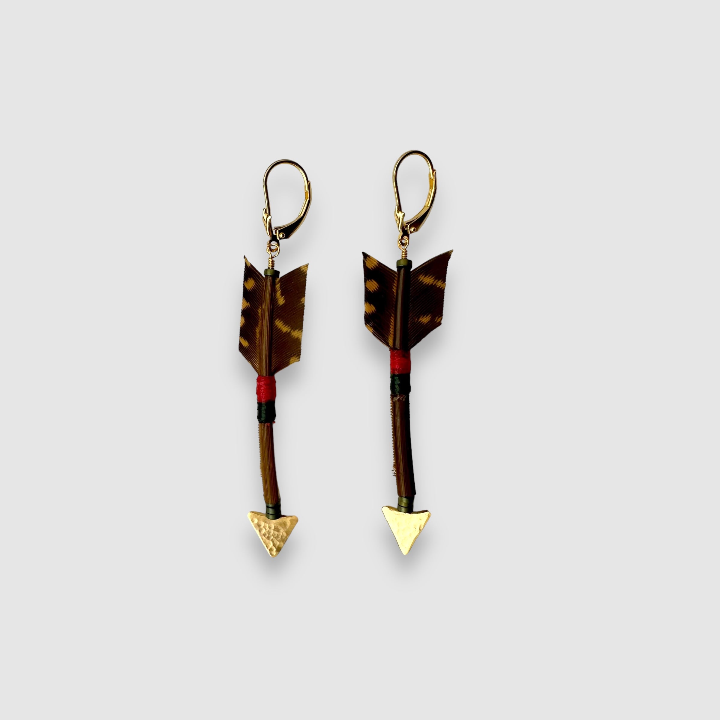 FEATHER ARROW EARRINGS // BROWN // PHEASANT // VERMEIL