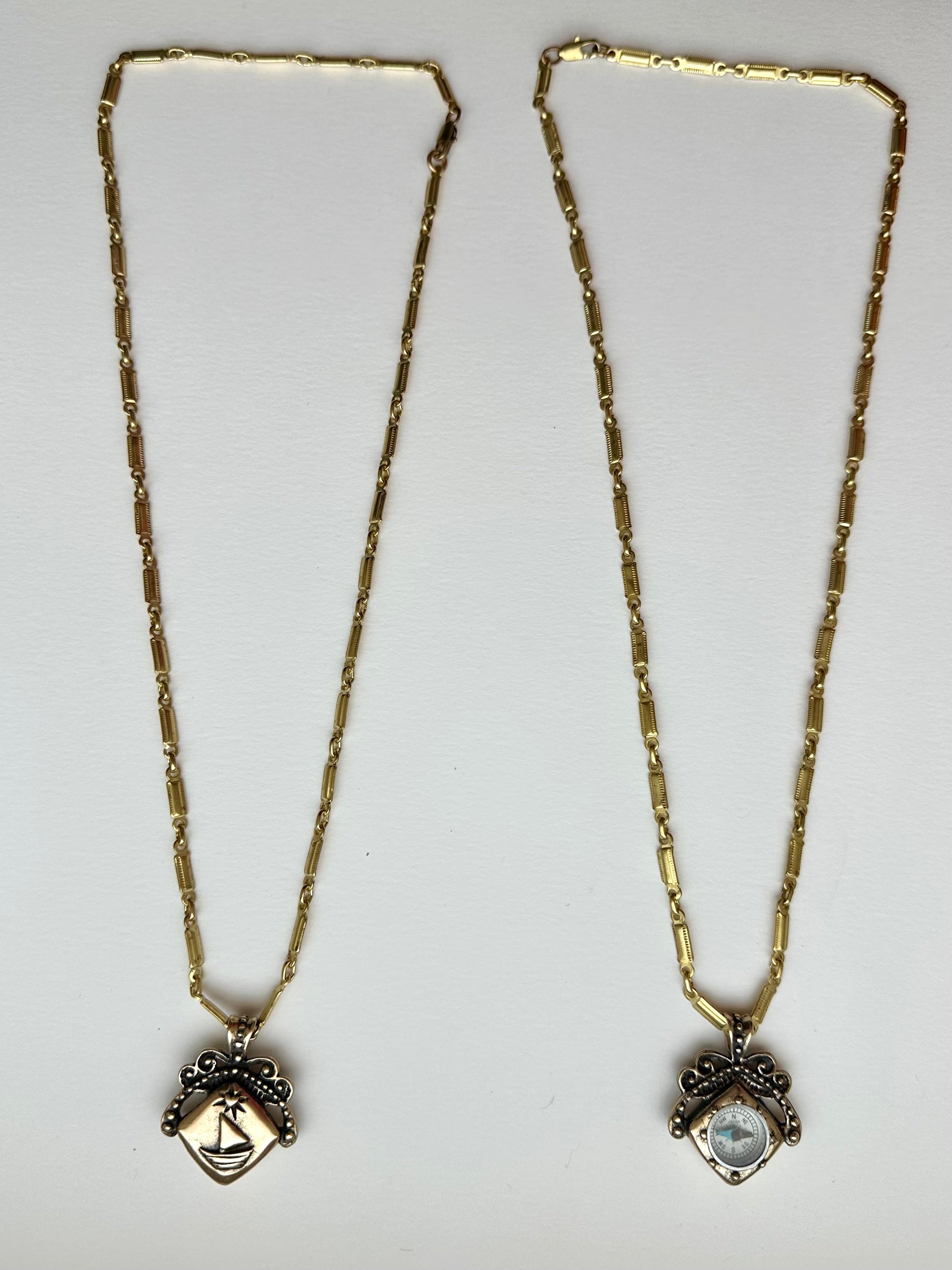 SAILBOAT COMPASS // BRONZE // BRASS // NECKLACE