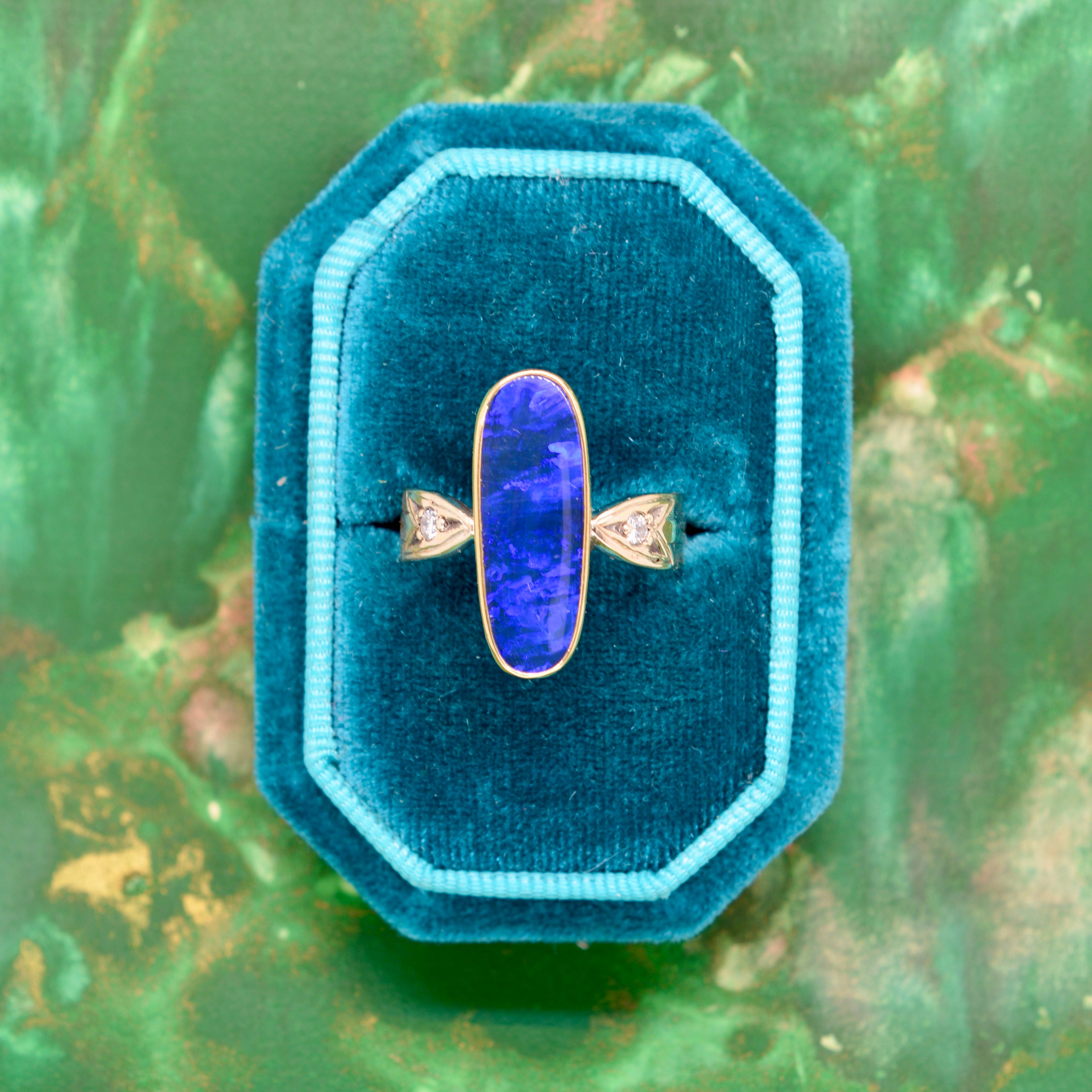 DOUBLE ARROW RING // BLUE OPAL