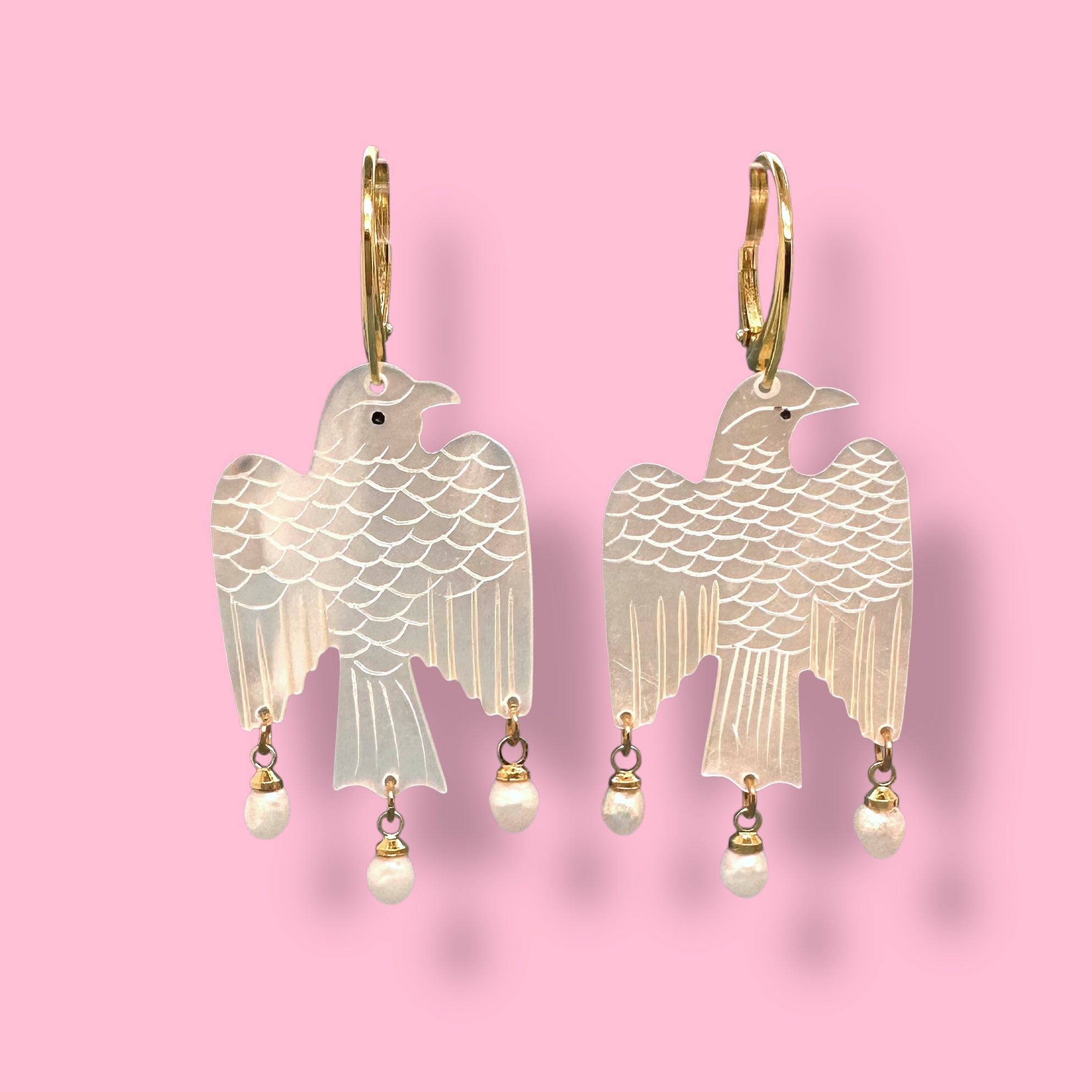 POESIA DEL MAR // EARRINGS // MOTHER OF PEARL // BIRD // PEARLS