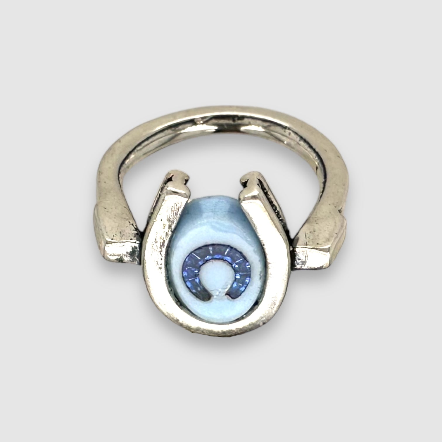 TRIPLE LUCK // SILVER RING // BLUE & BLUE INTAGLIO