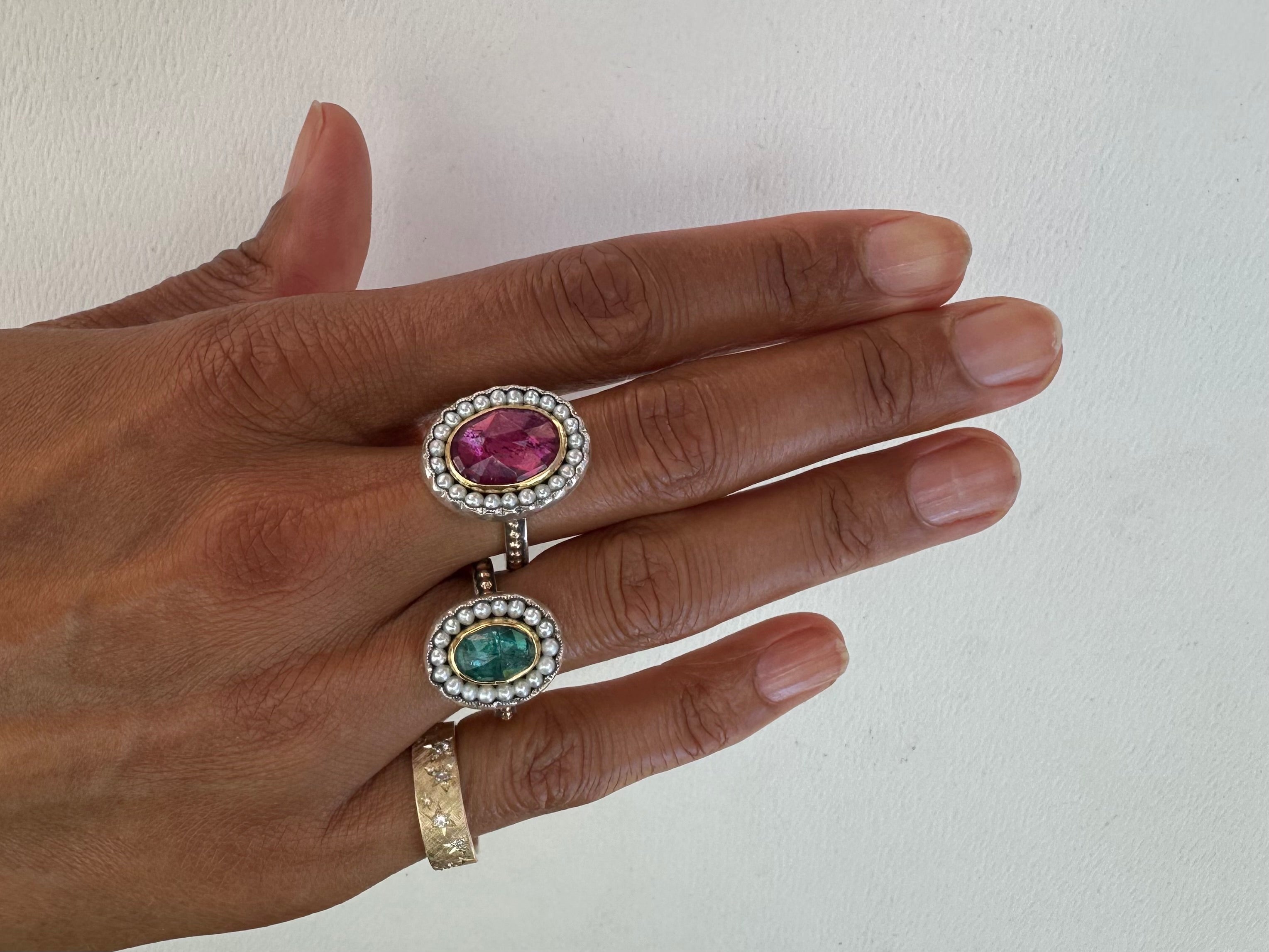 HEIRLOOM RING // SEED PEARLS // PINK TOURMALINE