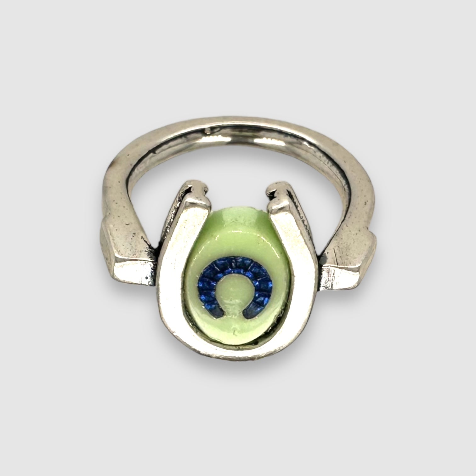 TRIPLE LUCK // SILVER RING // GREEN BLUE INTAGLIO