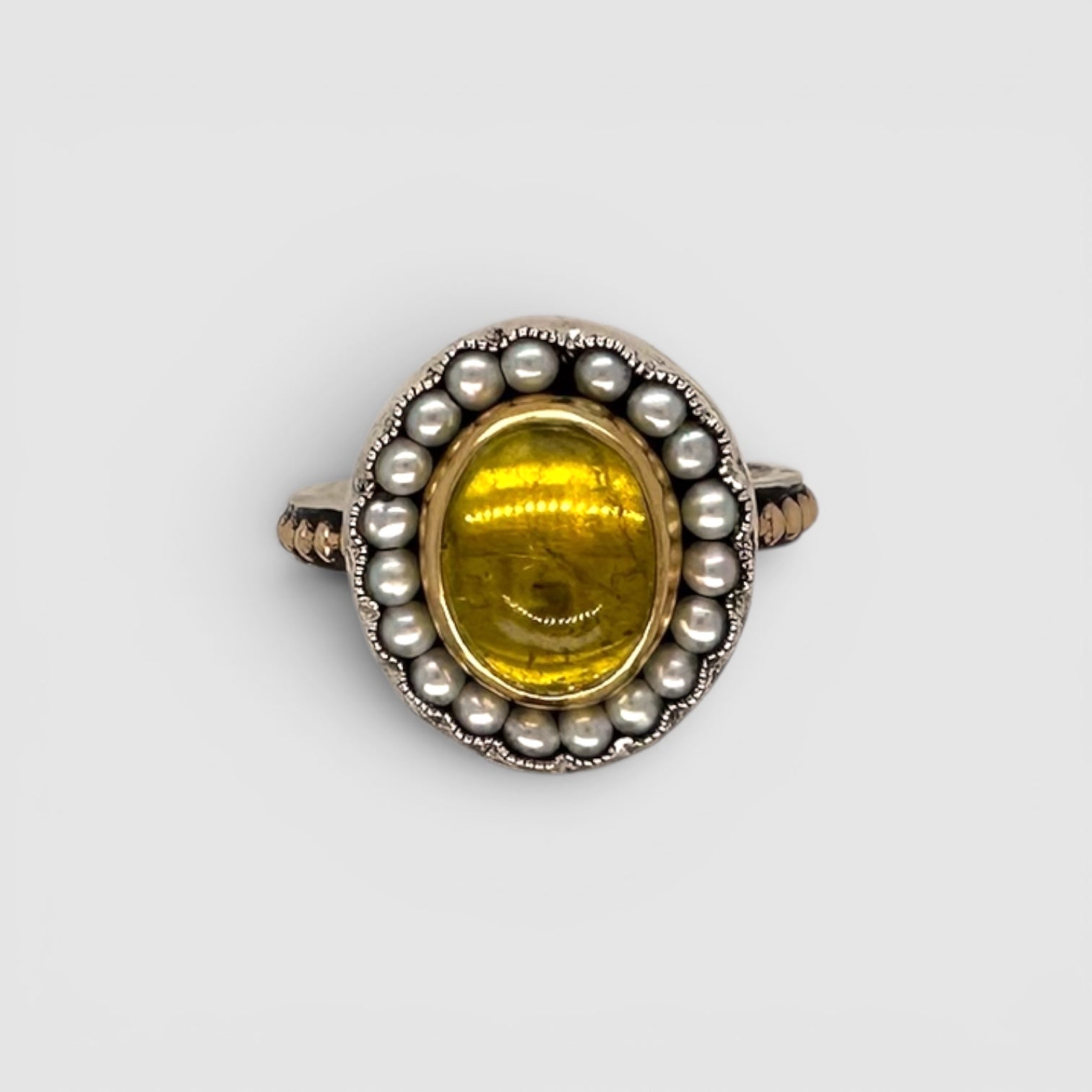 HEIRLOOM RING // SEED PEARLS // YELLOW TOURMALINE