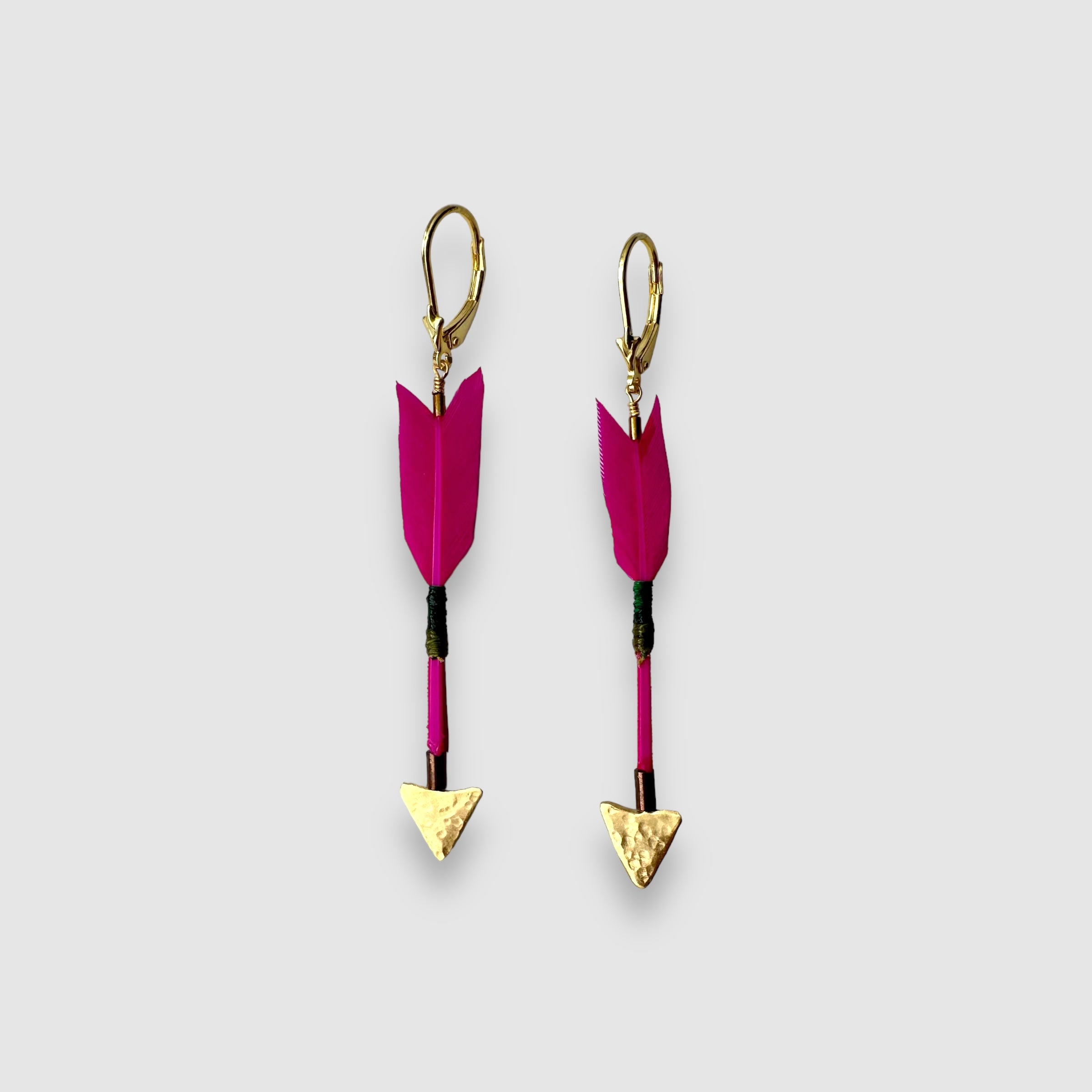 FEATHER ARROW EARRINGS // HOT HOT PINK // VERMEIL