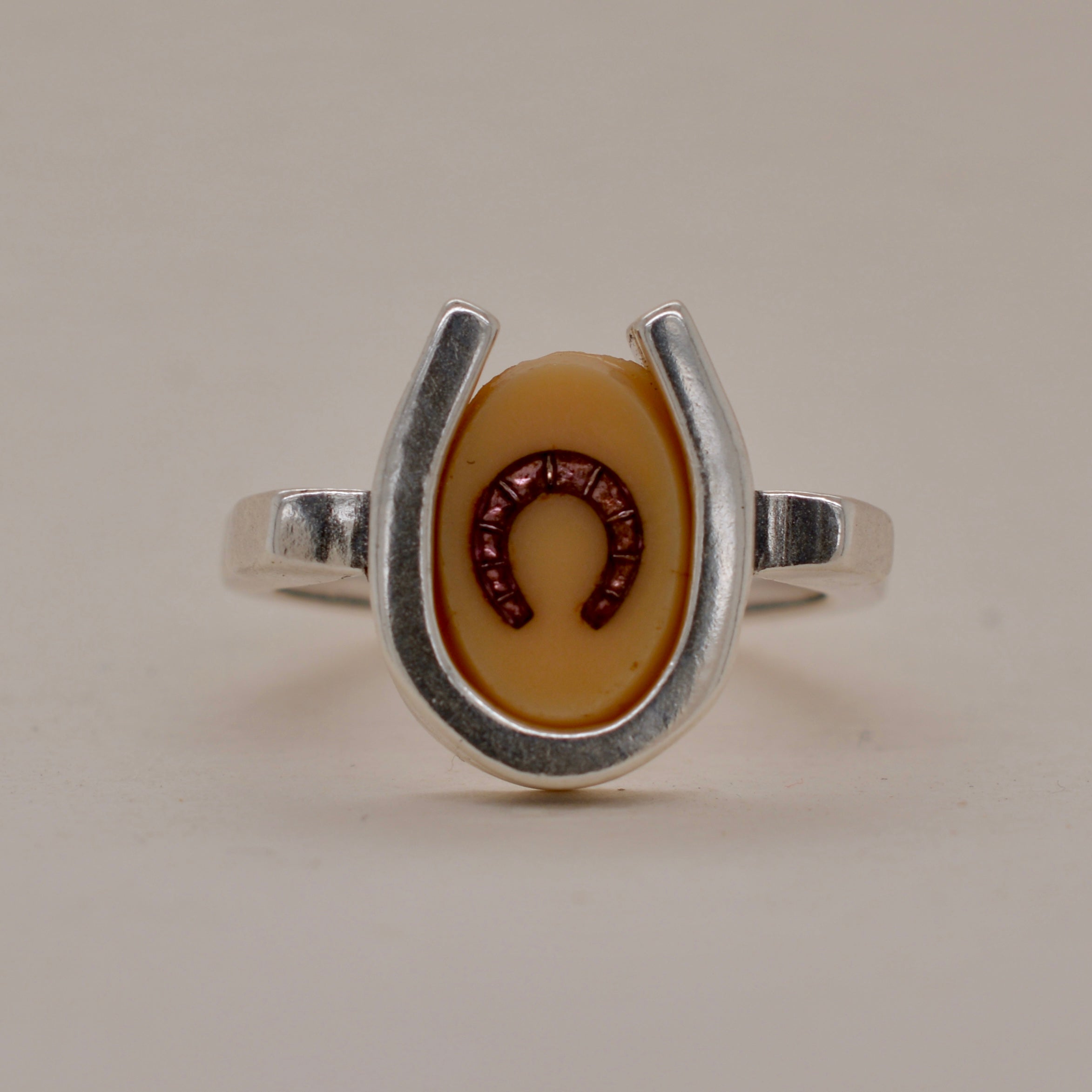 TRIPLE LUCK // SILVER RING // PINK & PINK INTAGLIO