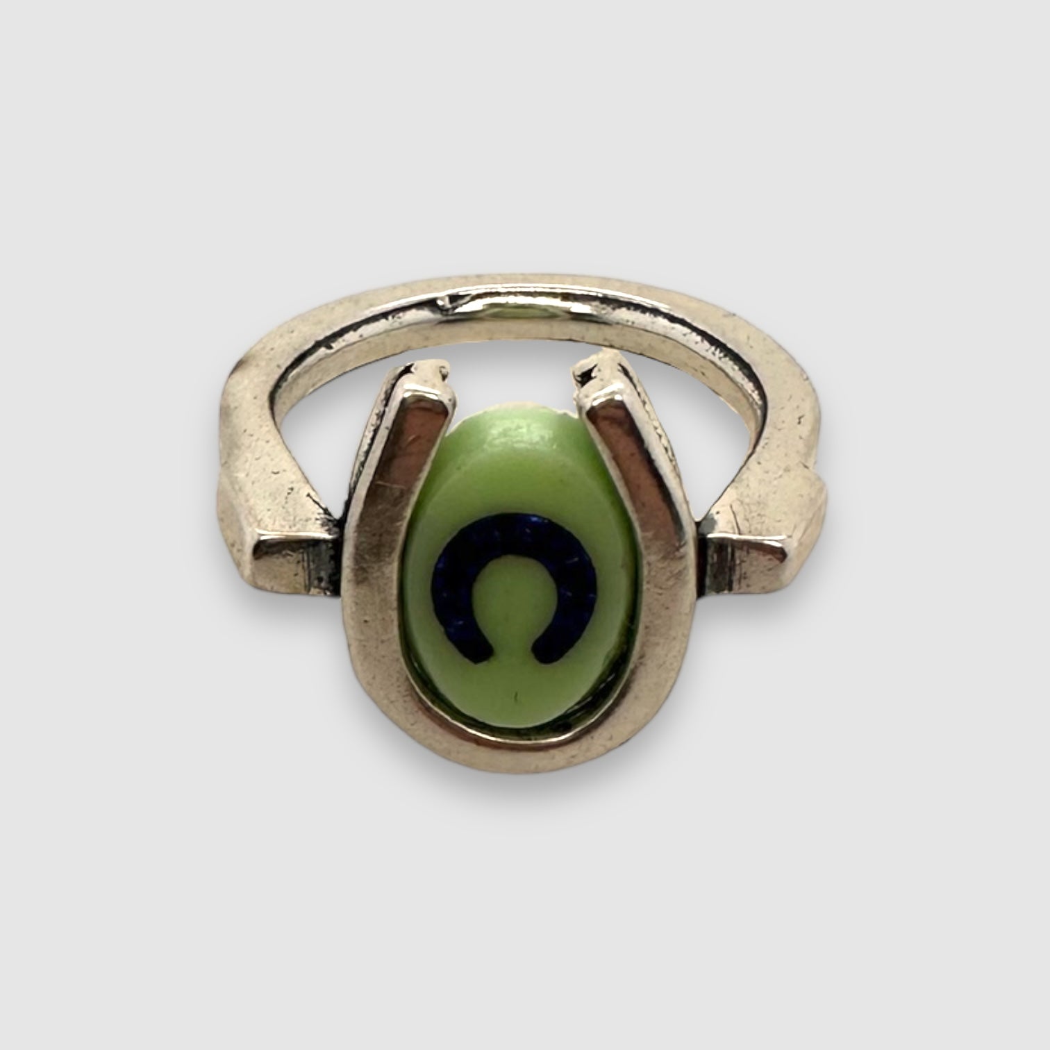 TRIPLE LUCK // SILVER RING // GREEN BLUE INTAGLIO