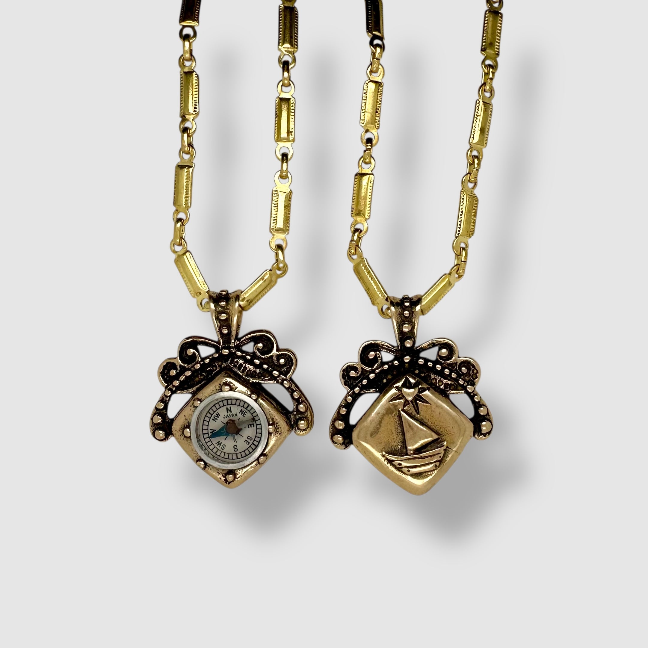 SAILBOAT COMPASS // BRONZE // BRASS // NECKLACE