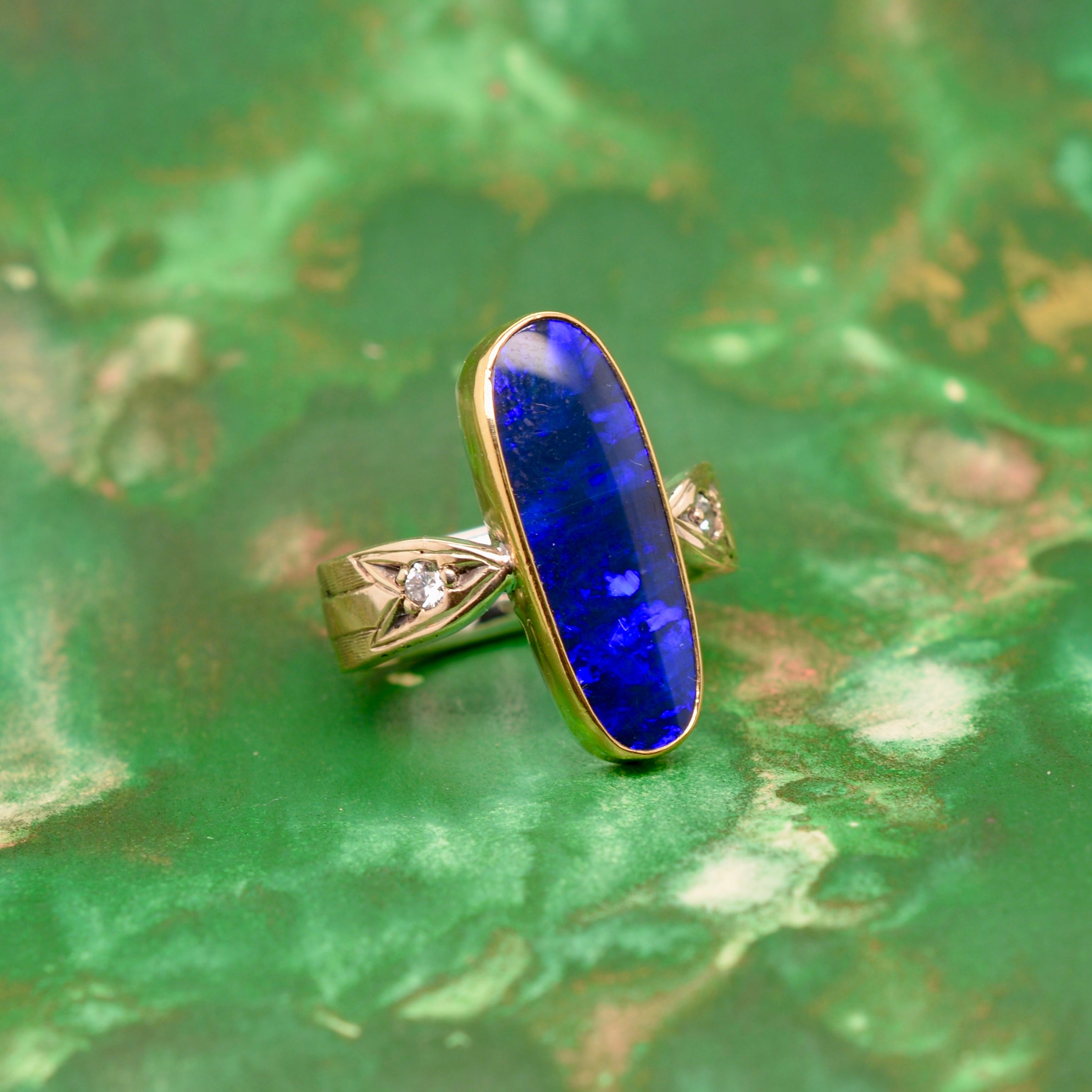 DOUBLE ARROW RING // BLUE OPAL