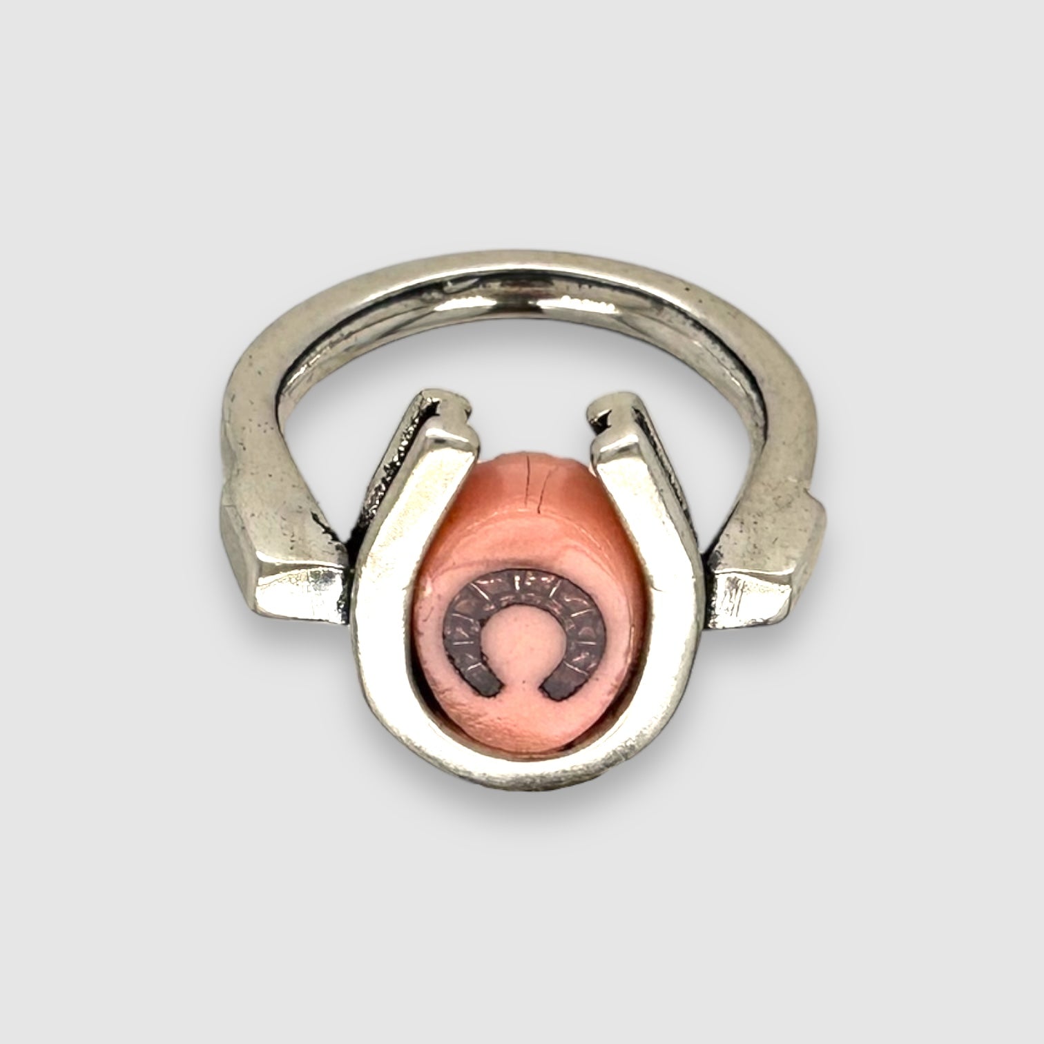 TRIPLE LUCK // SILVER RING // PINK & PINK INTAGLIO