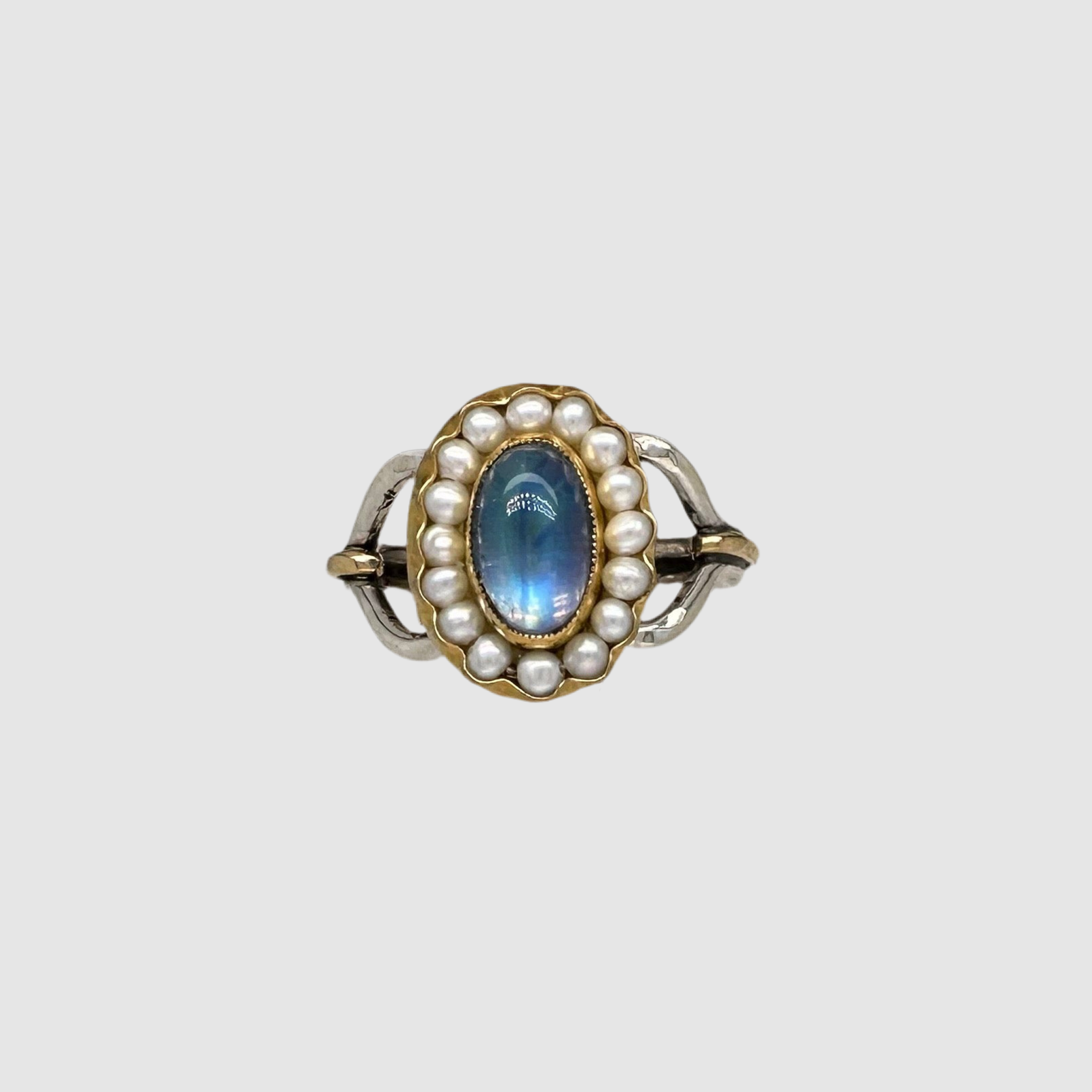 HEIRLOOM RING // SEED PEARLS // OVAL MOONSTONE