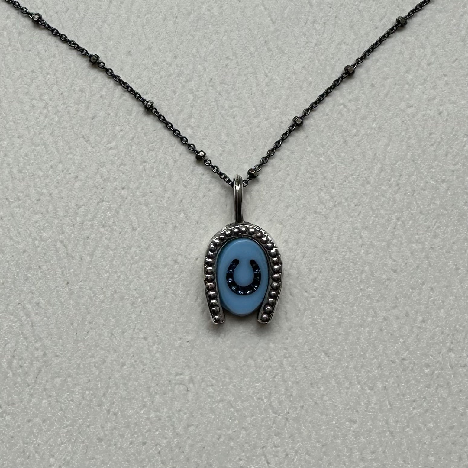 DOUBLE LUCK // SILVER DOT NECKLACE // BLUE & BLUE