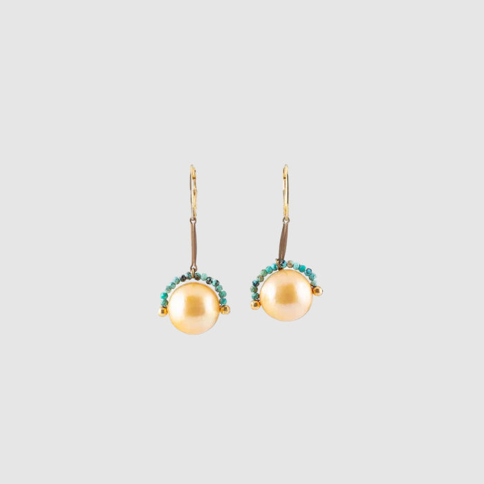 NOISE CANCELING PEARL EARRINGS // TURQUOISE