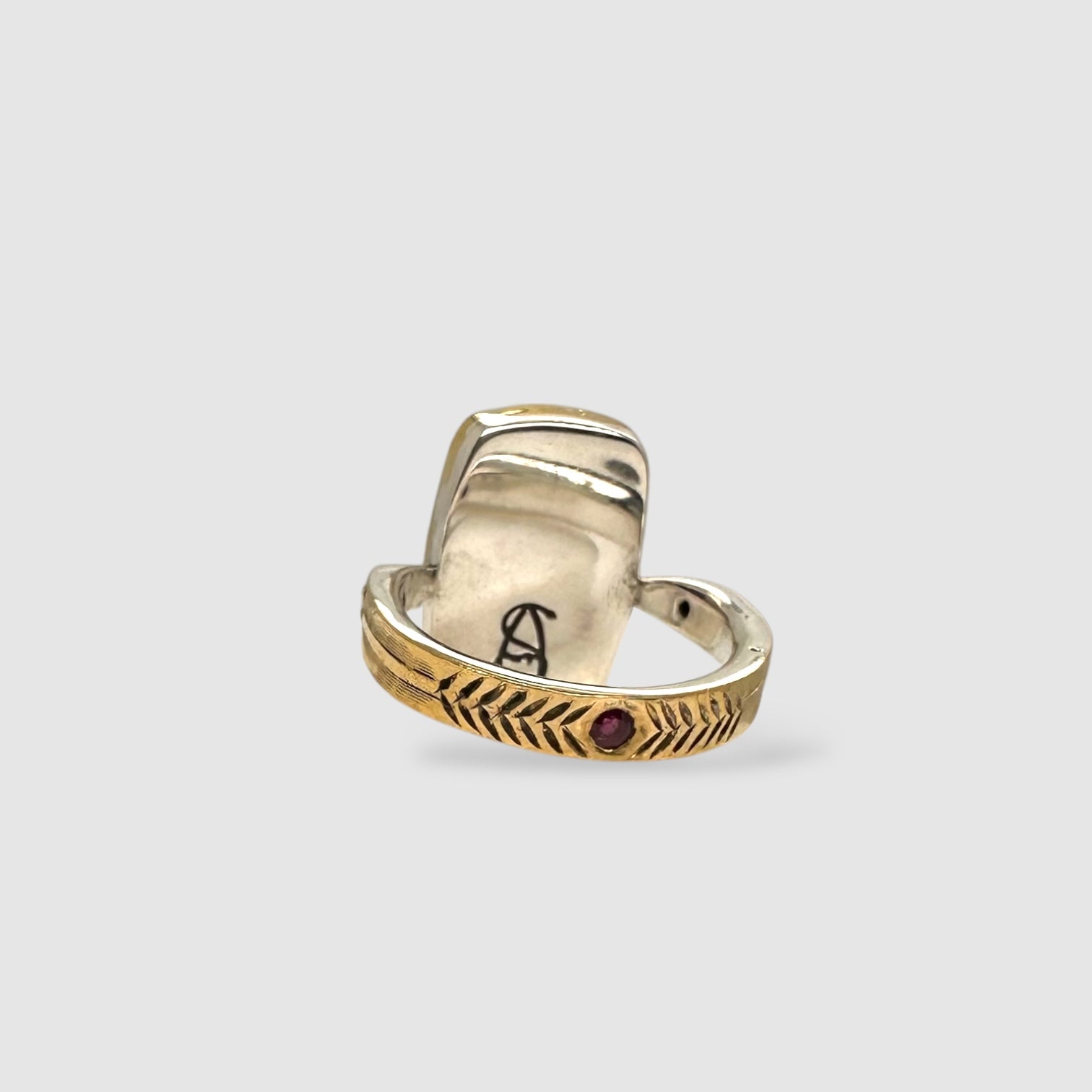 ARROW RING // ROSE CUT GREEN TOURMALINE // SILVER & 22K