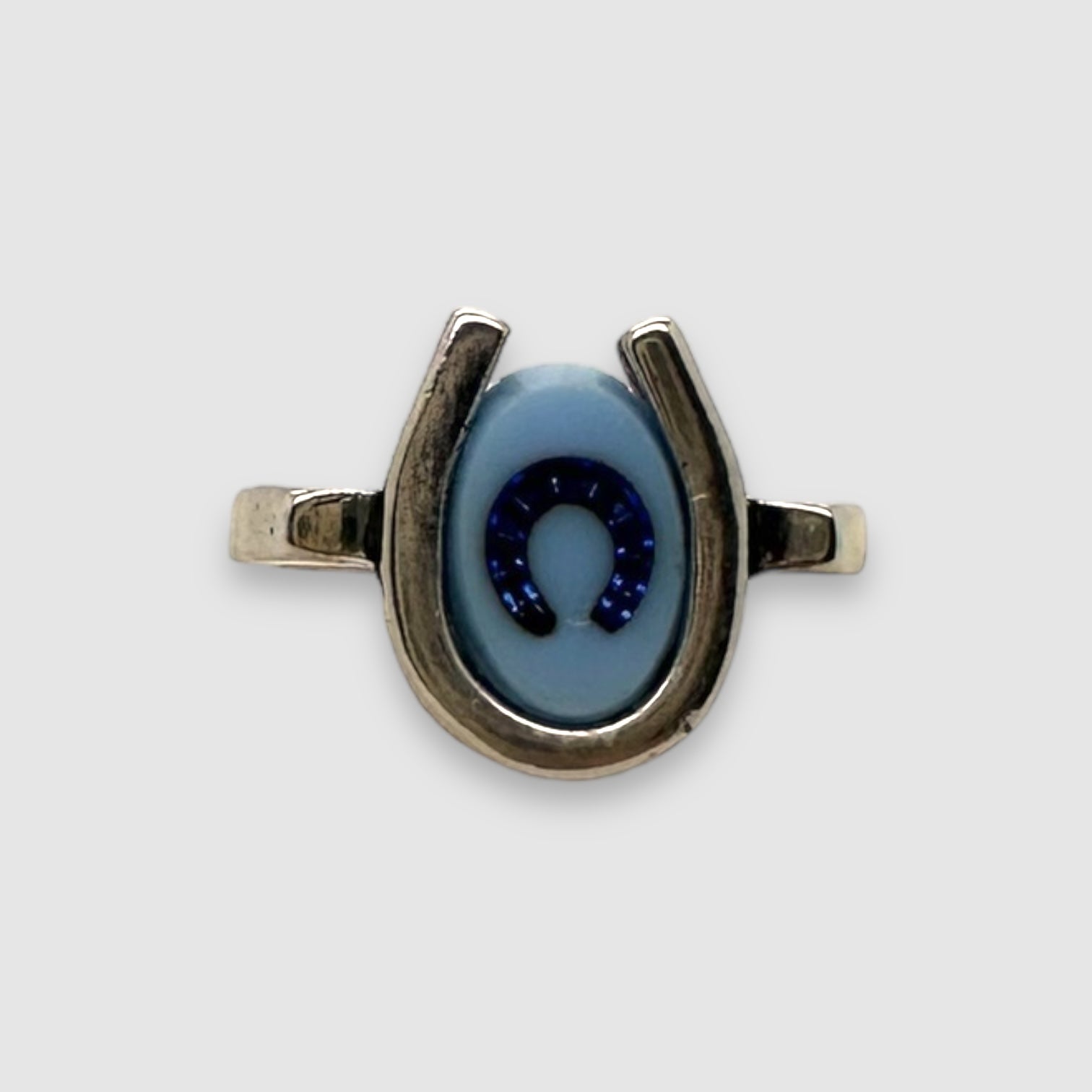 TRIPLE LUCK // SILVER RING // BLUE & BLUE INTAGLIO