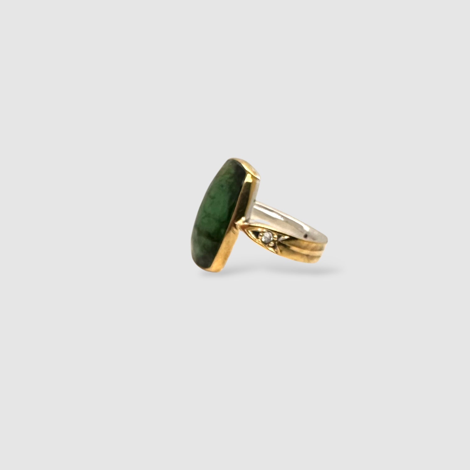 ARROW RING // ROSE CUT GREEN TOURMALINE // SILVER & 22K