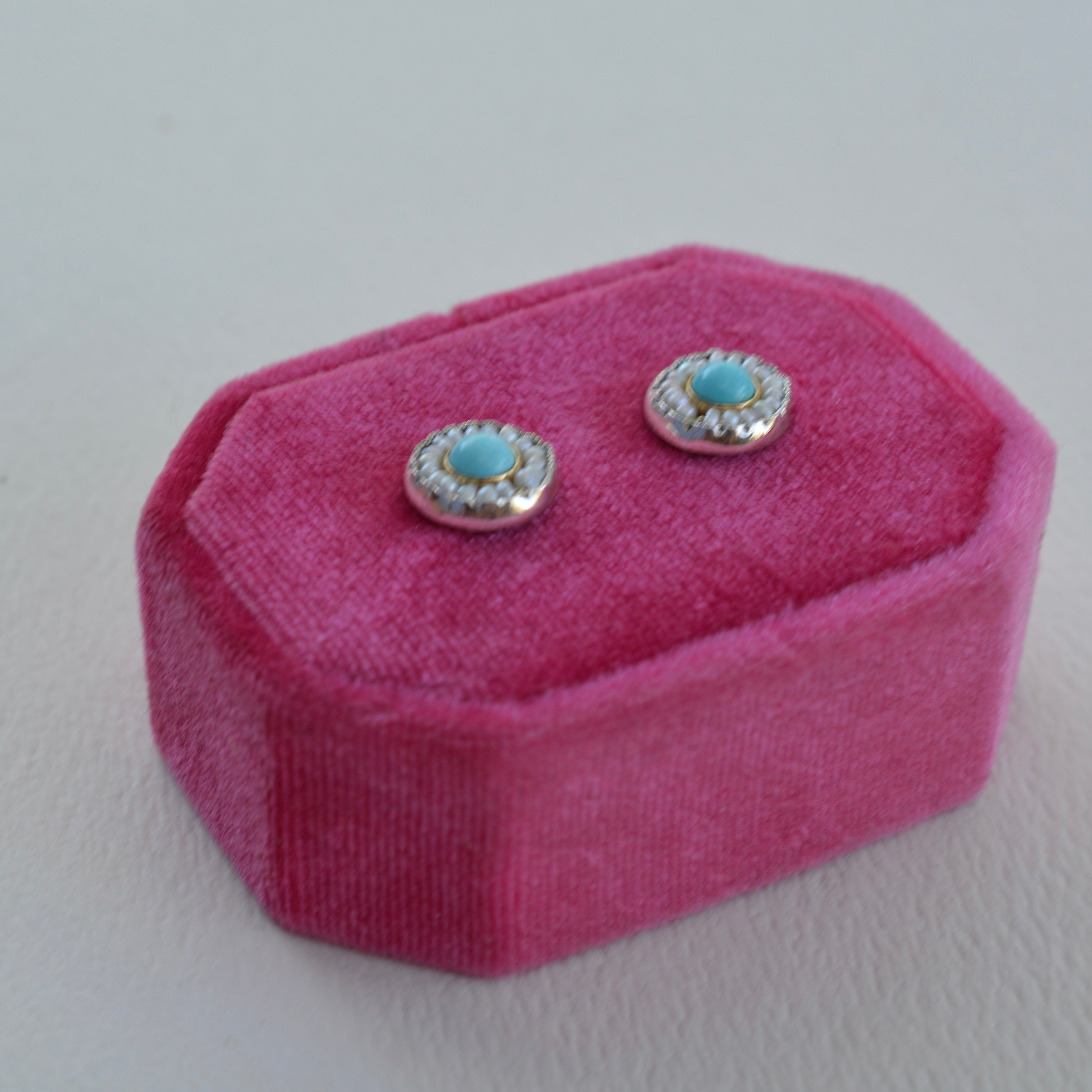 HEIRLOOM EARRINGS // STUD // TURQUOISE // PEARLS