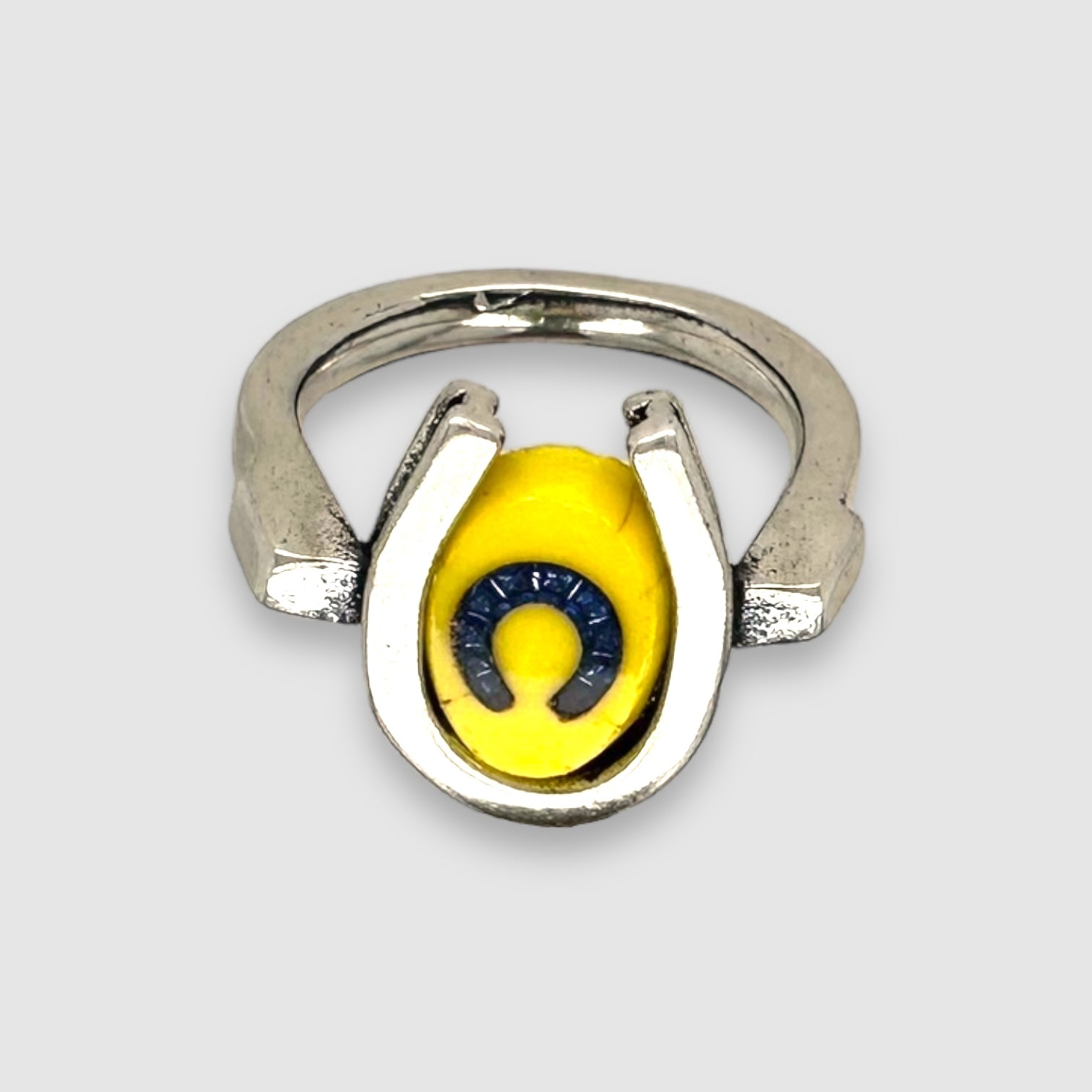 TRIPLE LUCK // SILVER RING // YELLOW BLUE INTAGLIO
