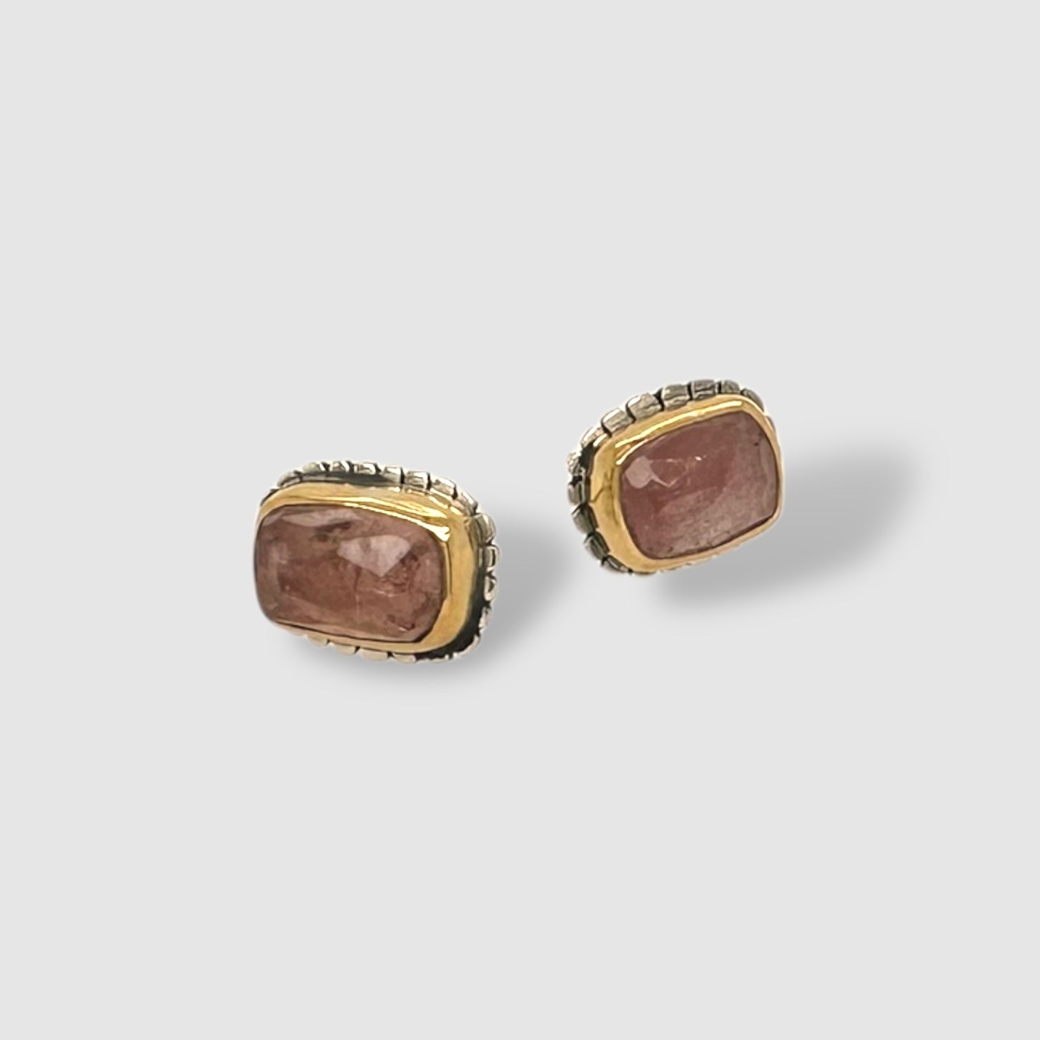 VIOLA EARRINGS // GOLD // STUD // PINK ROSE CUT TOURMALINE