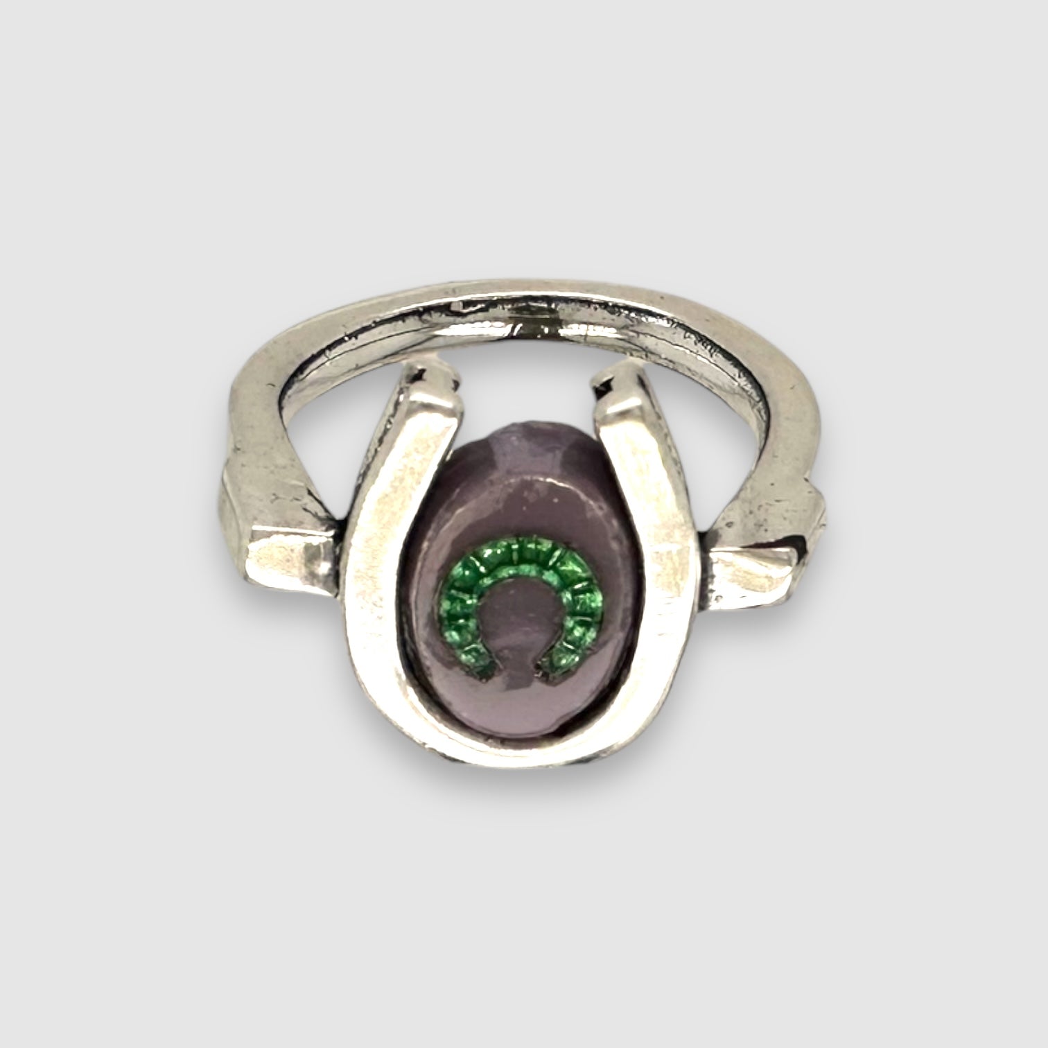 TRIPLE LUCK // SILVER RING // PURPLE GREEN INTAGLIO