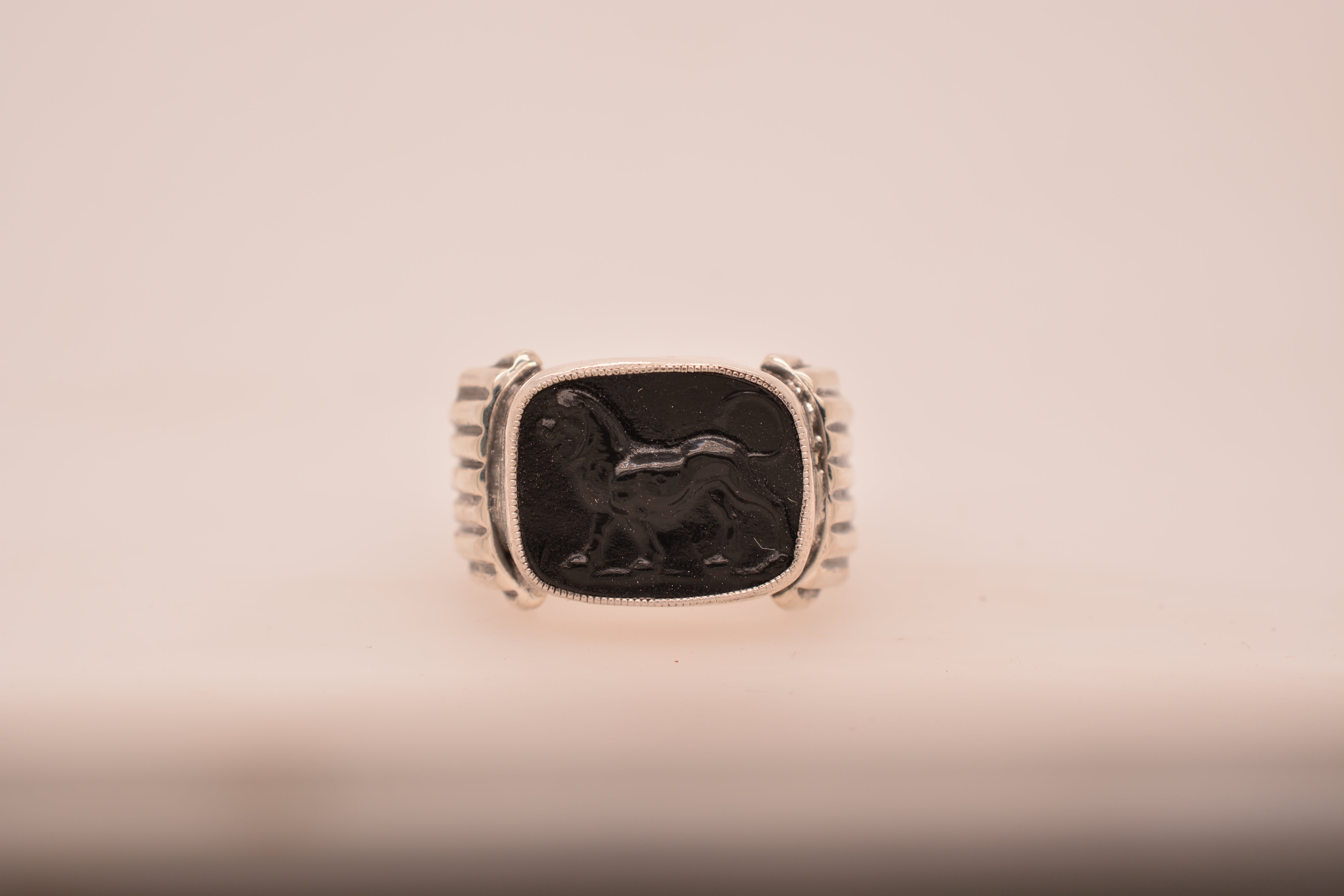 LION RING // BLACK INTAGLIO