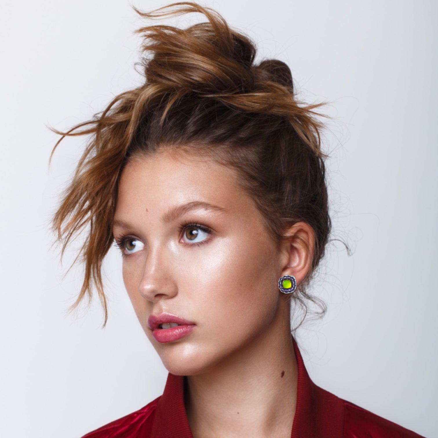 HEIRLOOM EARRINGS // STUD // NEON AGATE // AMETHYST