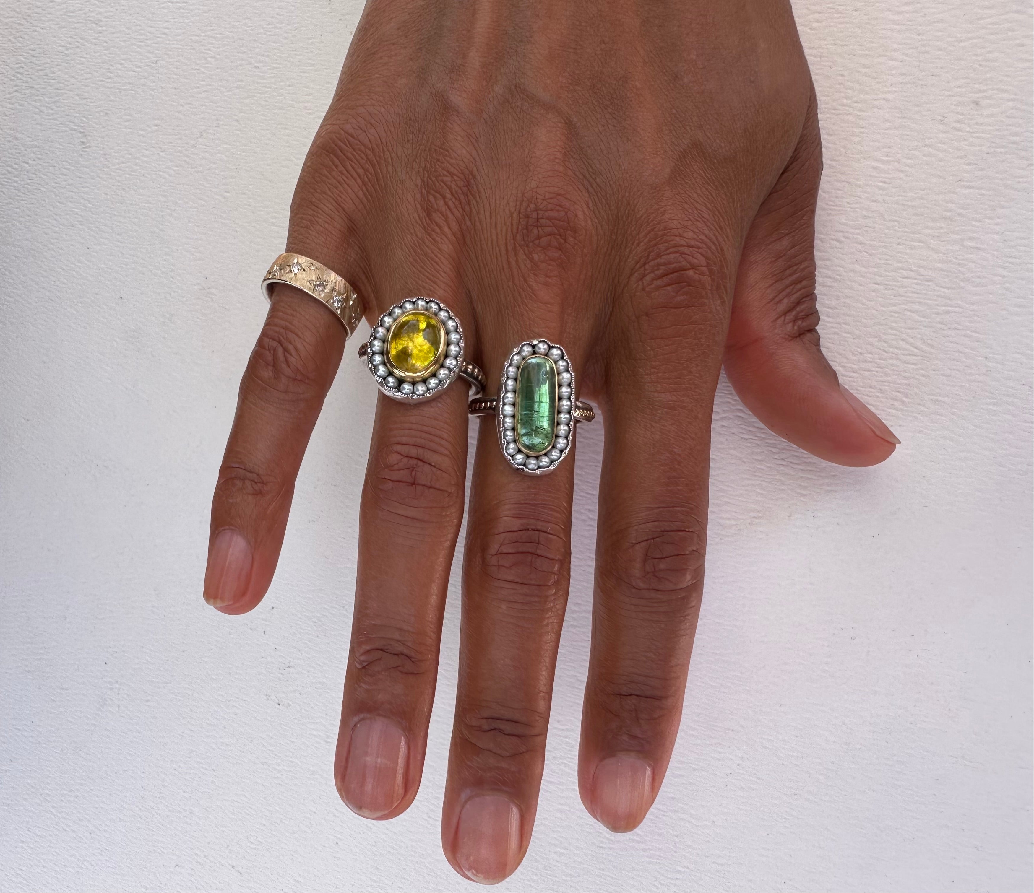 HEIRLOOM RING // SEED PEARLS // GREEN TOURMALINE