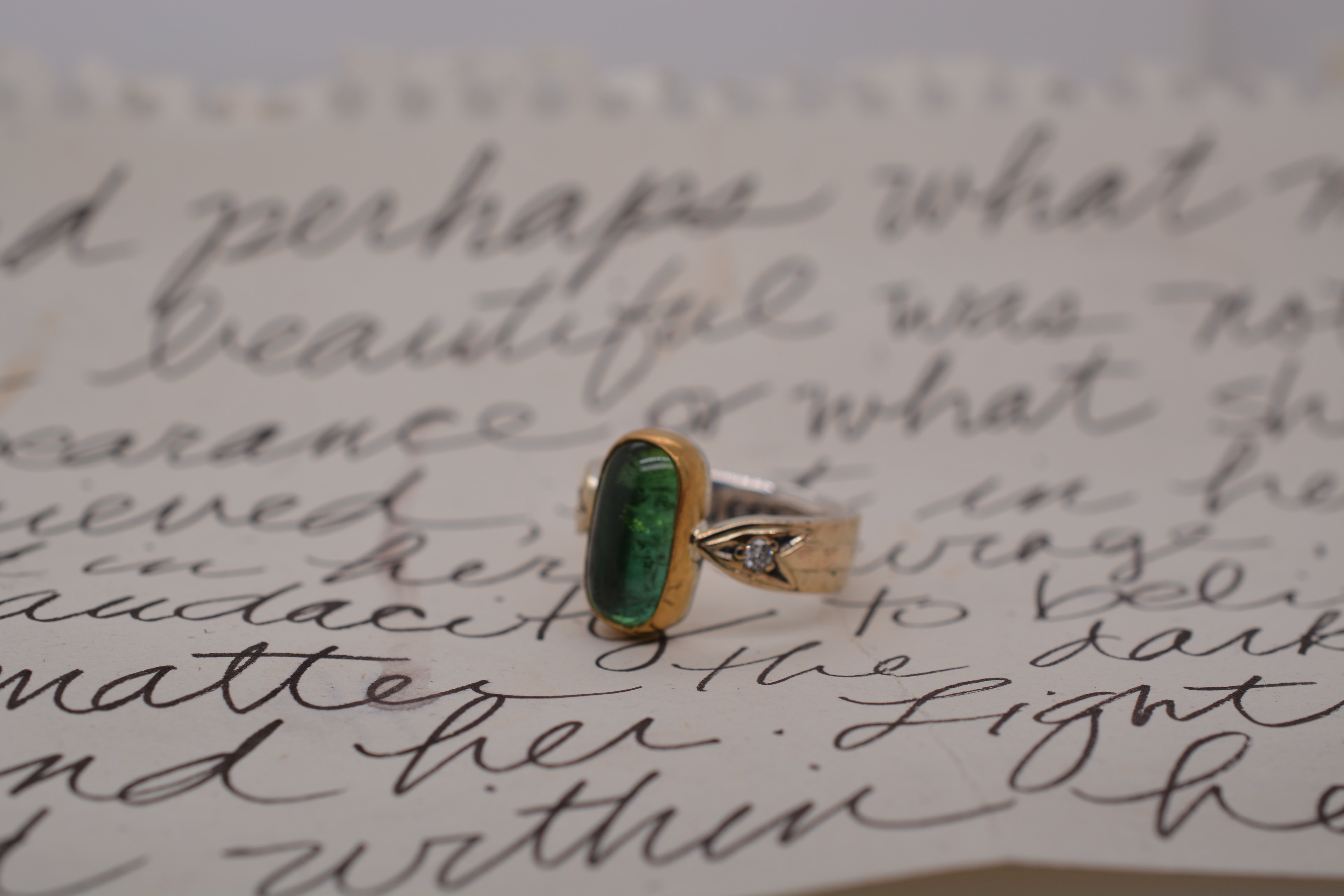 DOUBLE ARROW RING // GREEN TOURMALINE