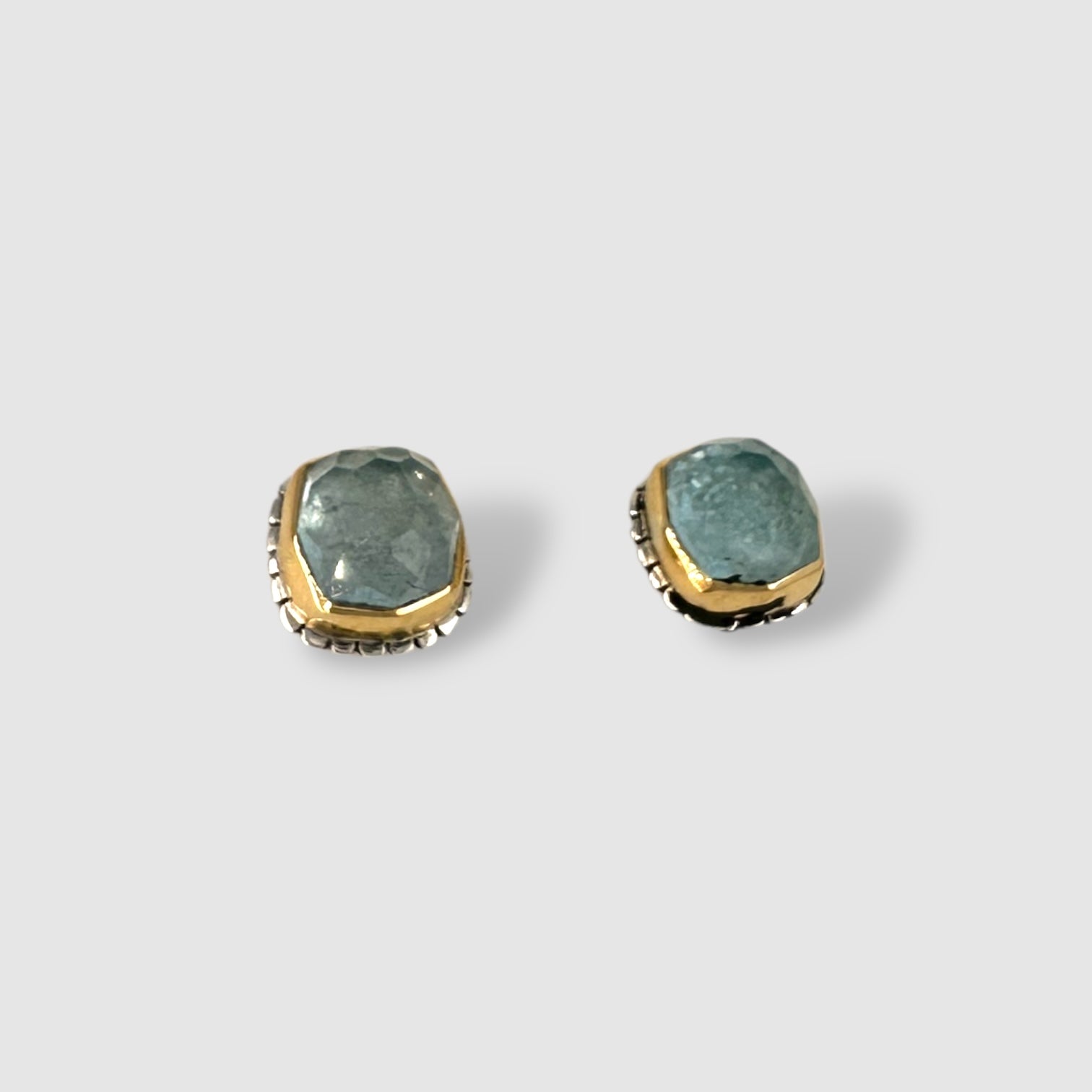 VIOLA EARRINGS // GOLD // STUD // BLUE // ROSE CUT AQUAMARINE