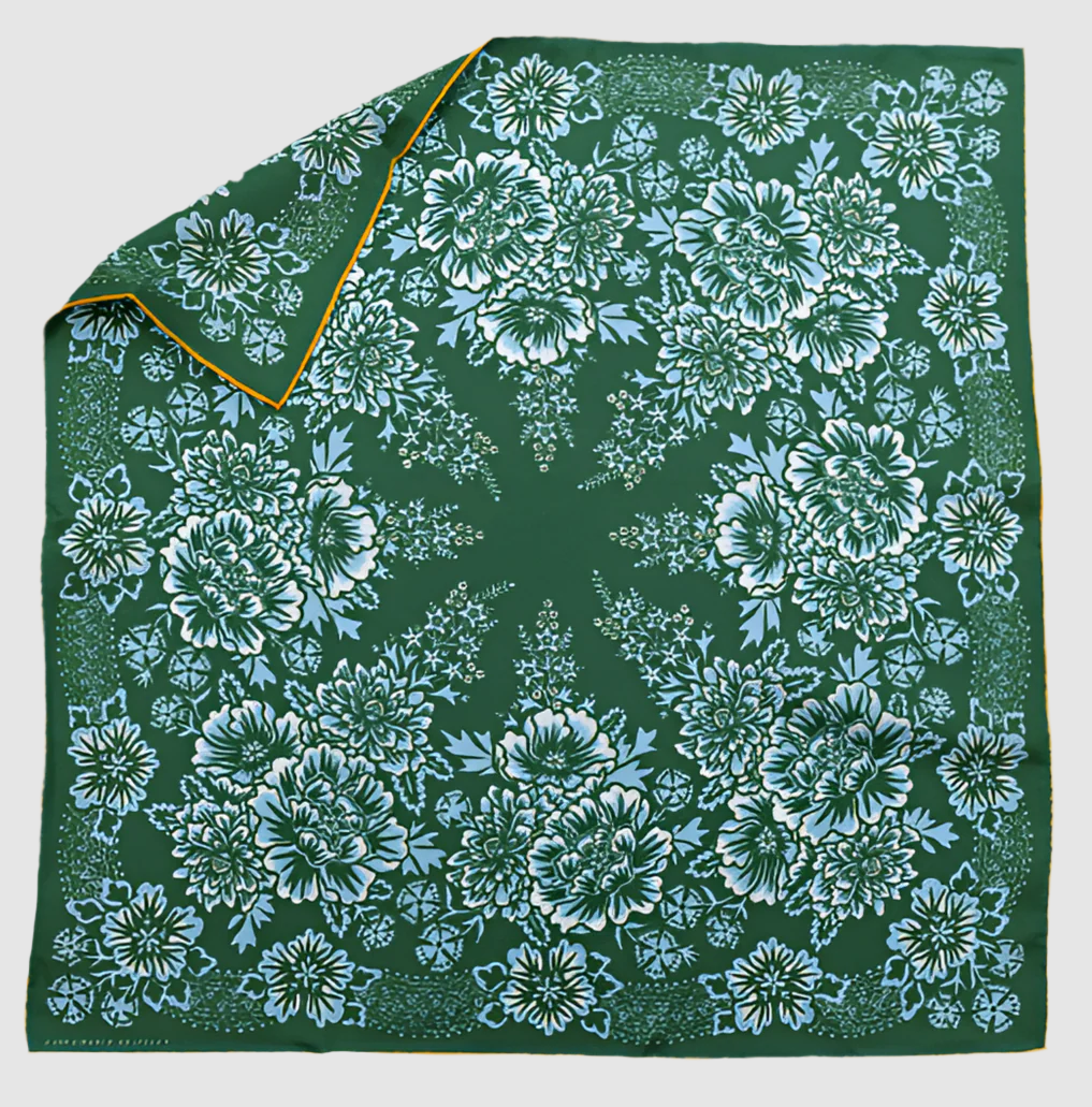SILK TWILL SCARF // BLOSSOM IN GARDEN GREEN