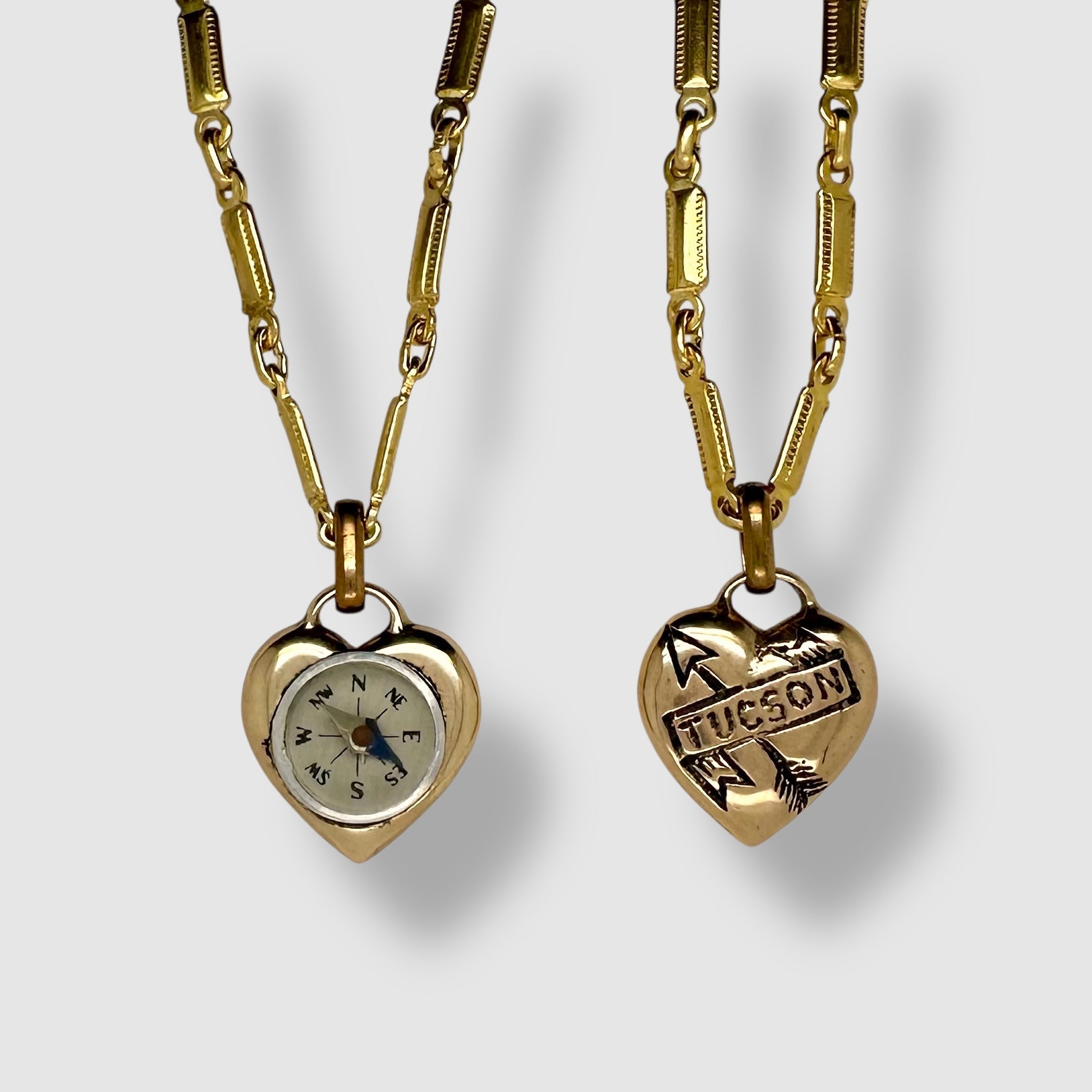 “ MY HEART BELONGS IN TUCSON “ COMPASS // BRONZE // BRASS // NECKLACE
