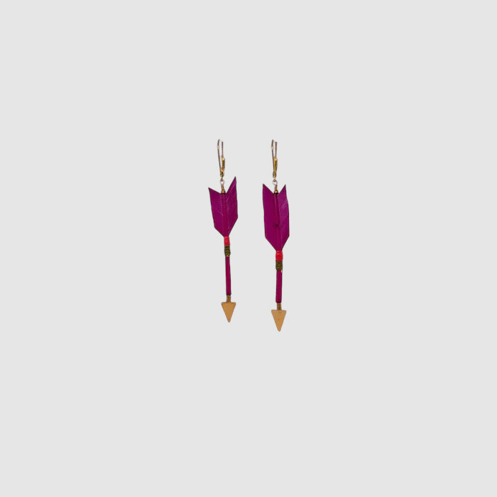 FEATHER ARROW EARRINGS //  MAGENTA // VERMEIL