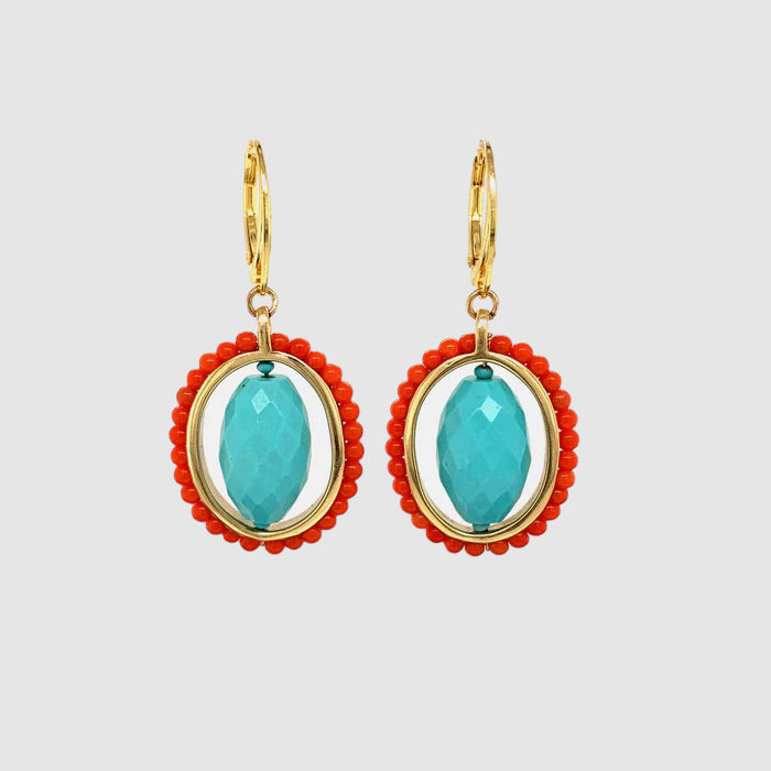 Lemon Jade and Coral Earrings