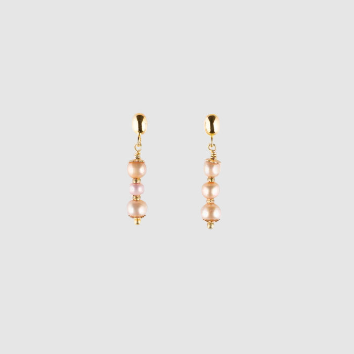 VERMEIL POST EARRINGS // TRIPLE PEARL