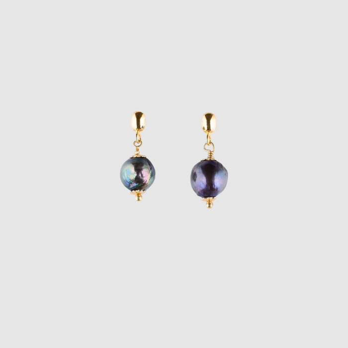 VERMEIL POST EARRINGS // BLACK PEARL