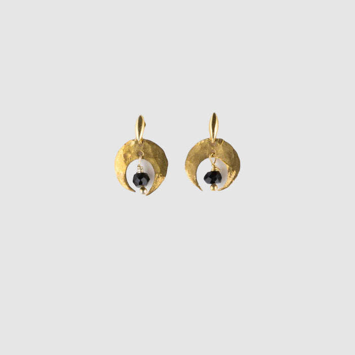 ARCO LUNA POST EARRINGS // BLACK SPINEL