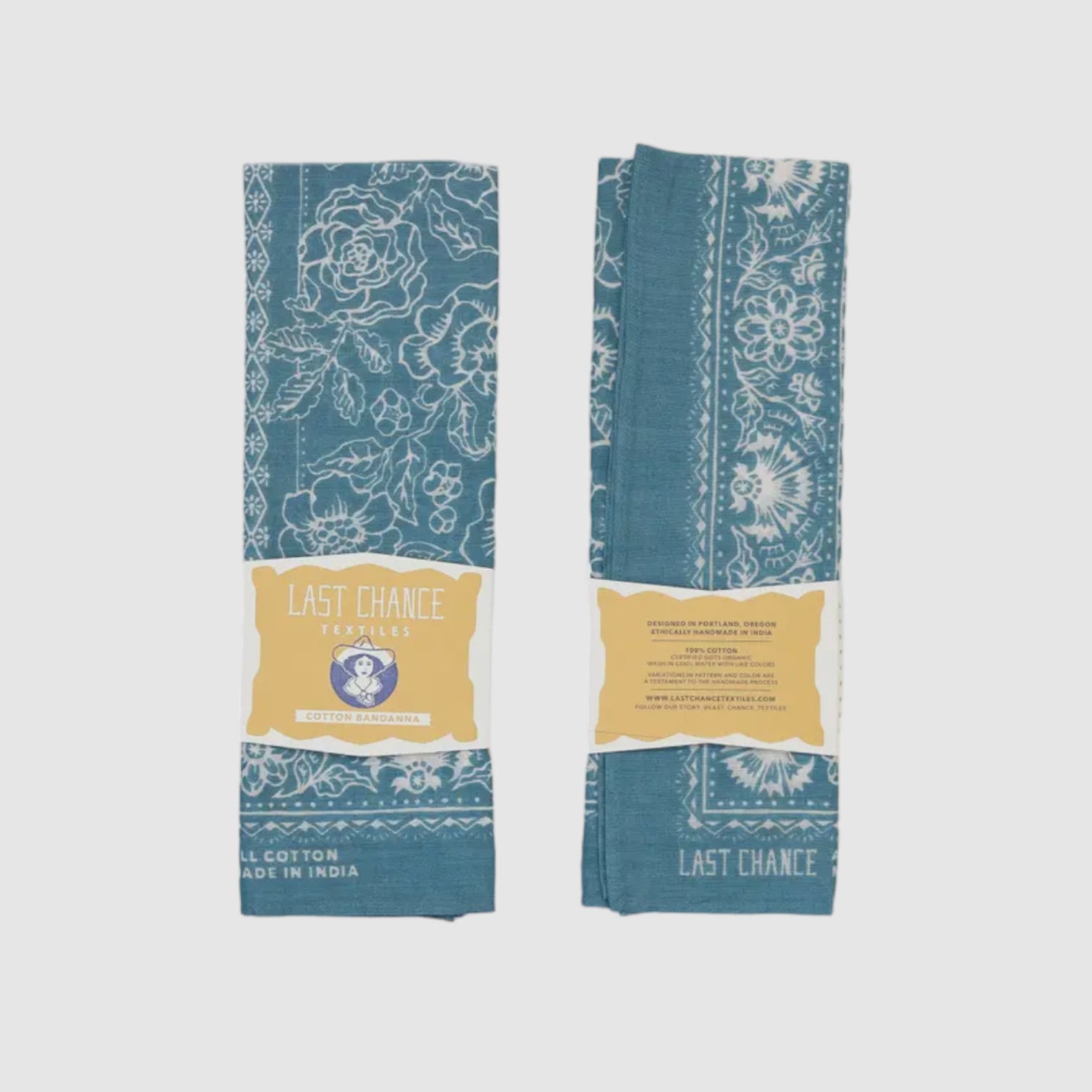 LAST CHANCE TEXTILES//COTTON BANDANA//FADED BLUE