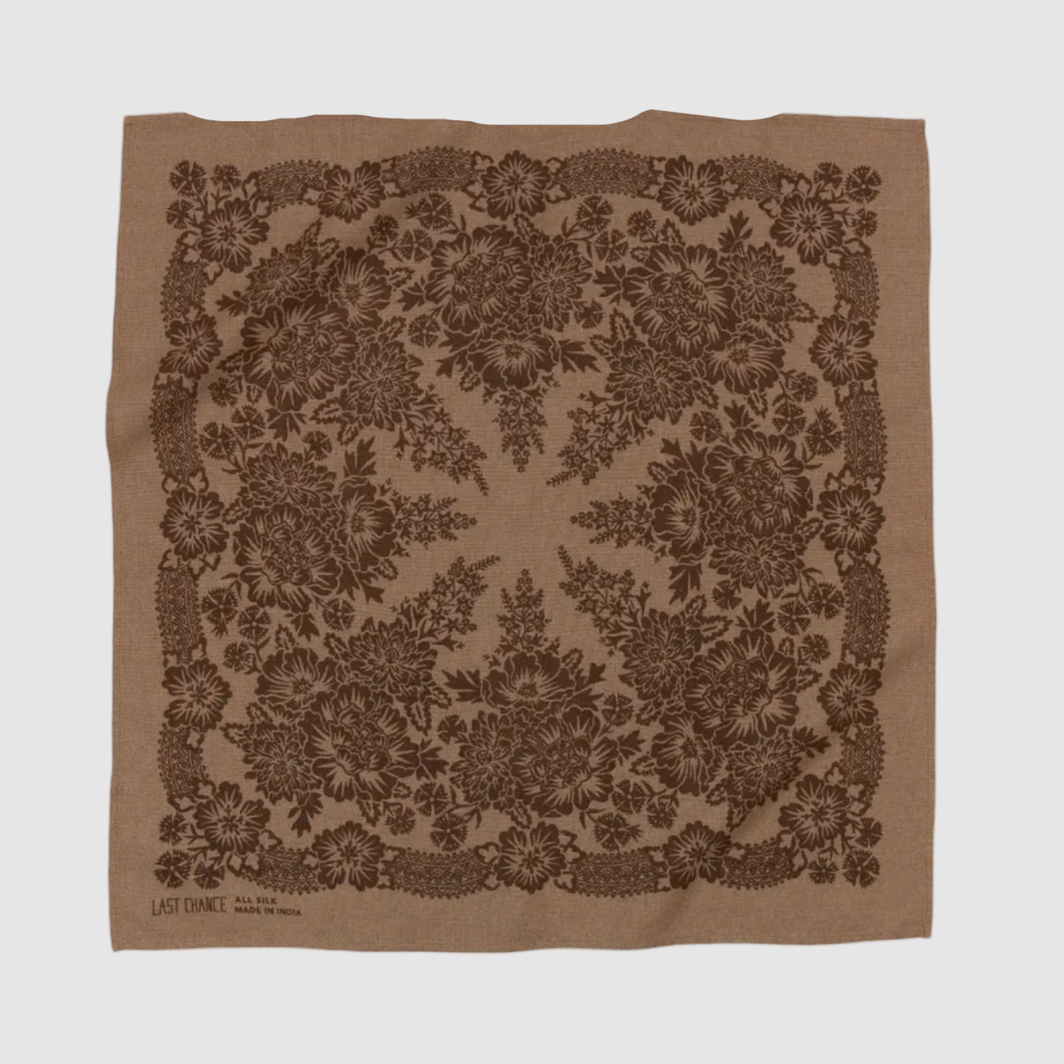 LAST CANCE TEXTILES//SILK BANDANA//BRAZIL NUT