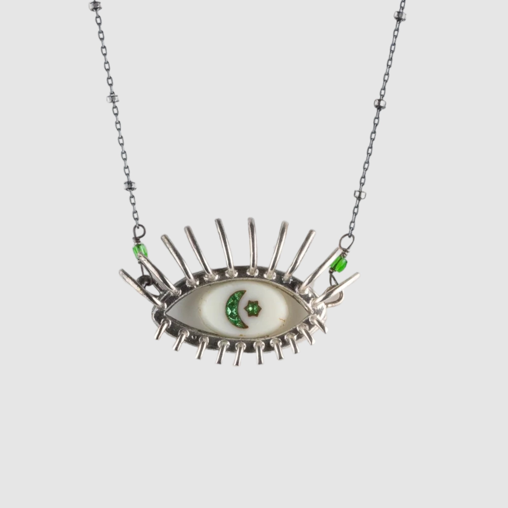 "20/20" // SILVER NECKLACE // WHITE & GREEN INTAGLIO