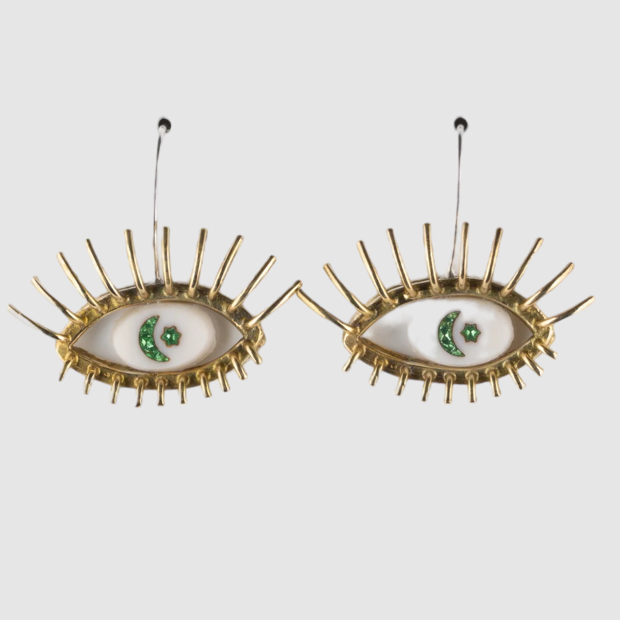 "20/20" // BRONZE EARRINGS //  WHITE & GREEN INTAGLIO