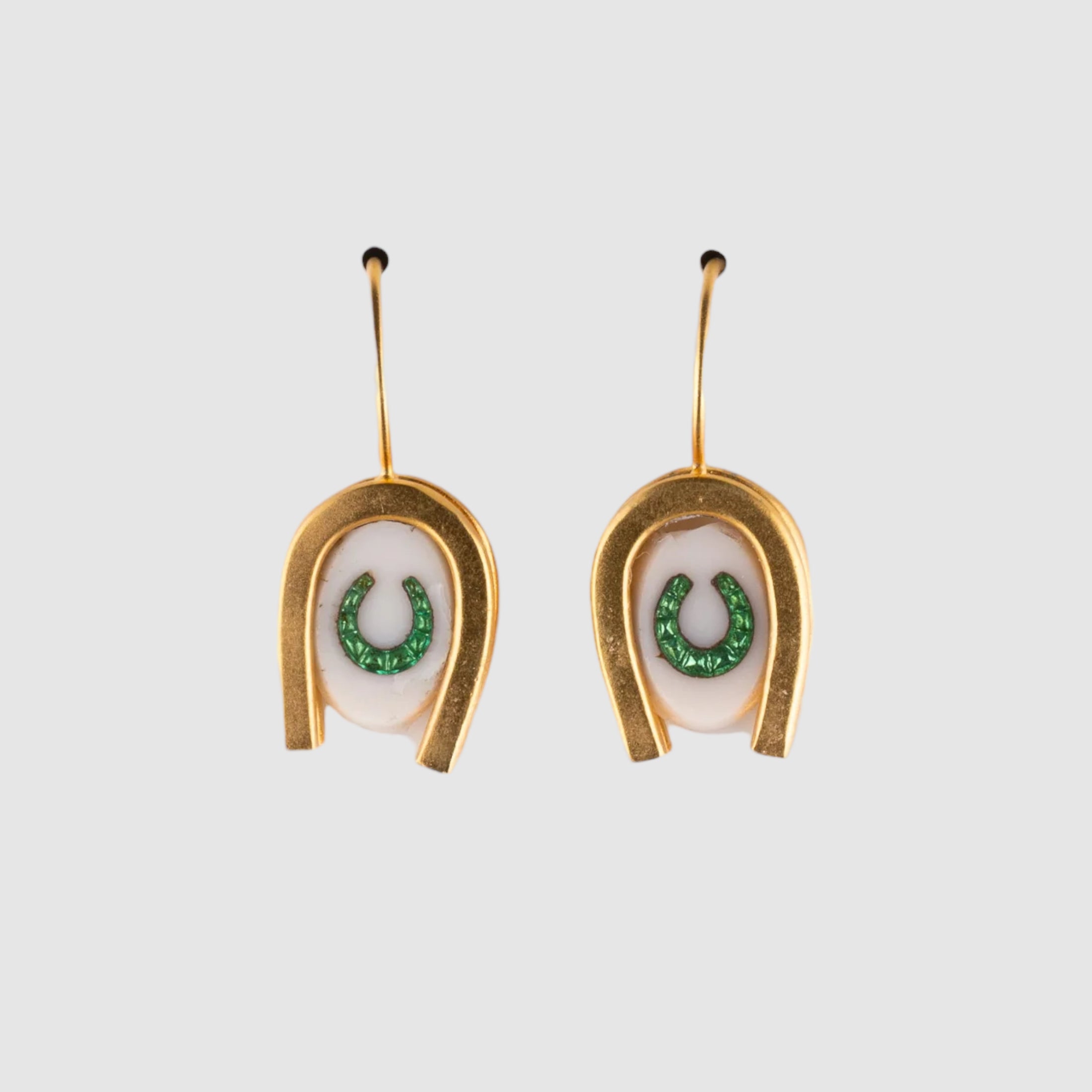 DOUBLE LUCK // VERMEIL EARRINGS // WHITE & GREEN