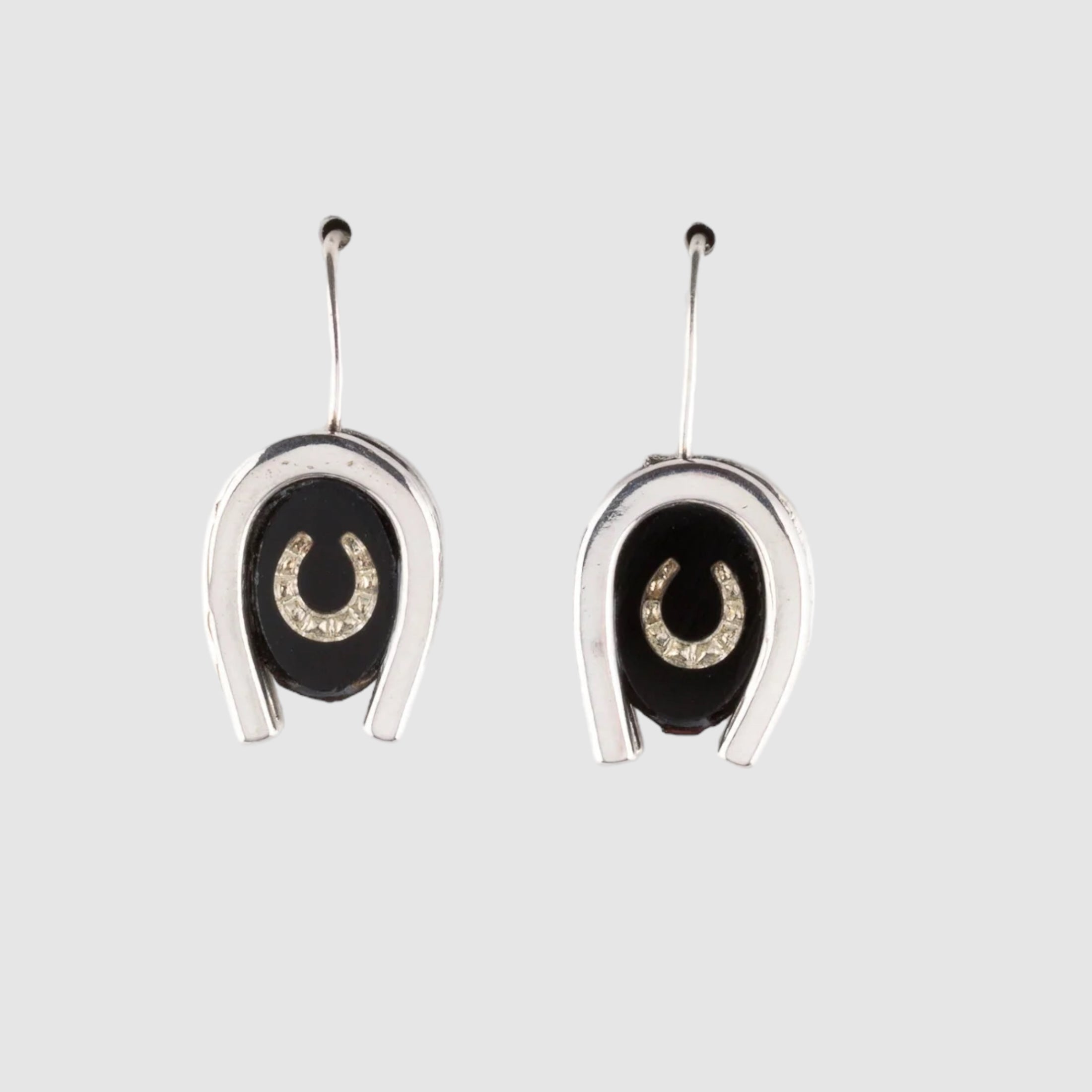 DOUBLE LUCK // SILVER EARRINGS // BLACK & WHITE