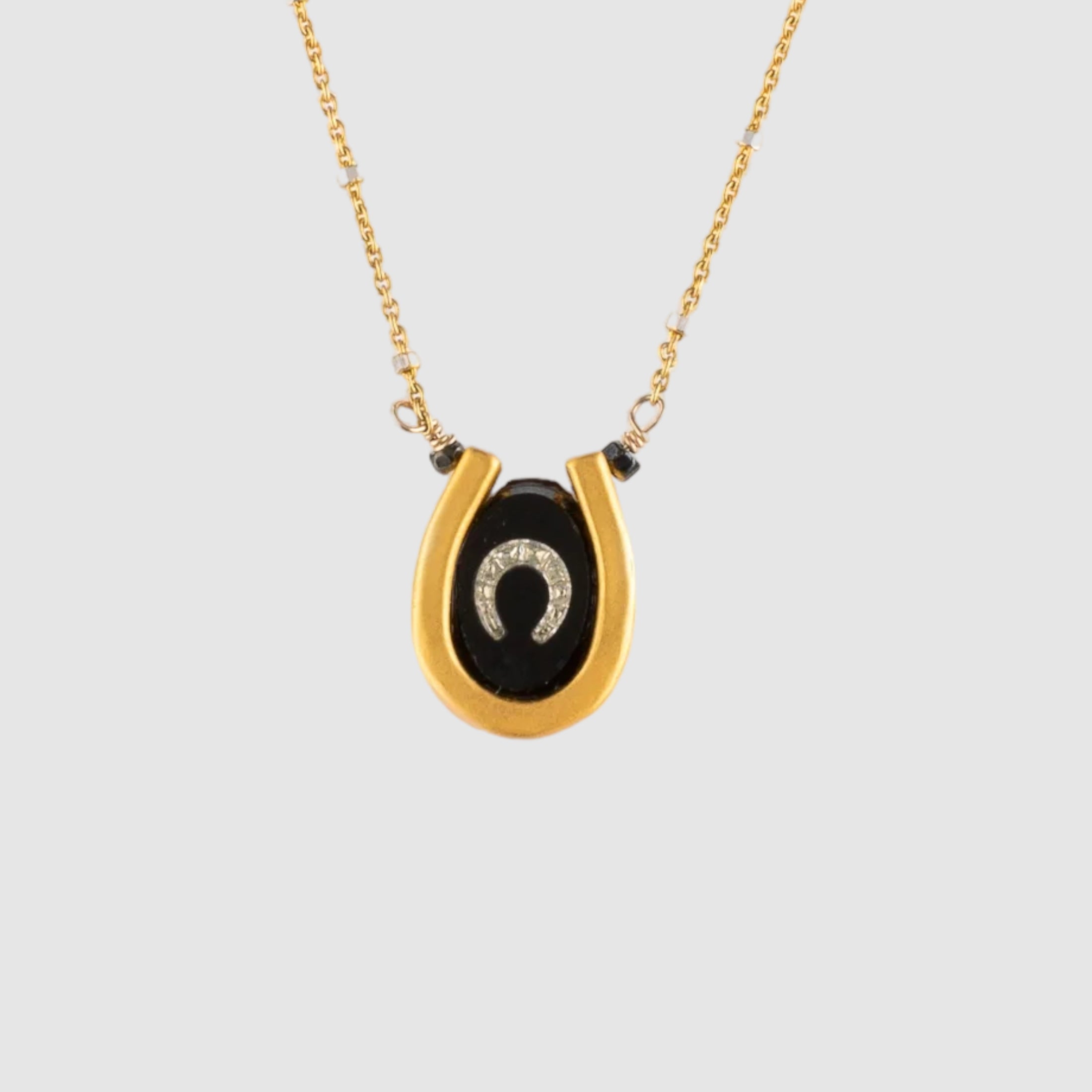 DOUBLE LUCK // VERMEIL NECKLACE // BLACK & WHITE