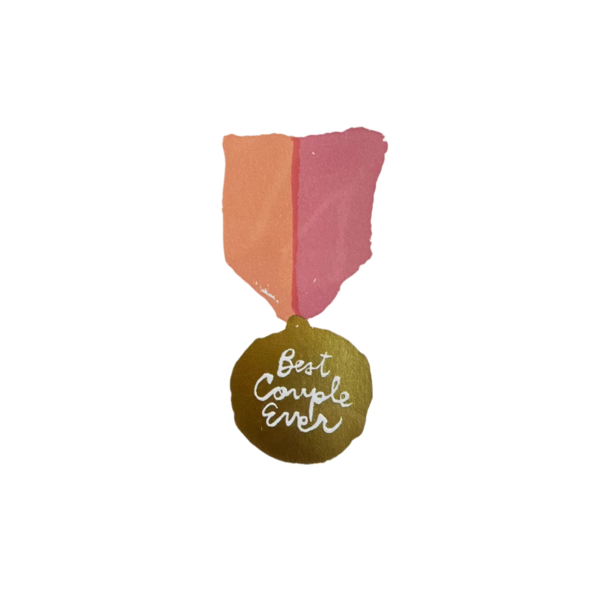 Card with a colorful design and 'Best Couple Ever' text on a gold surface