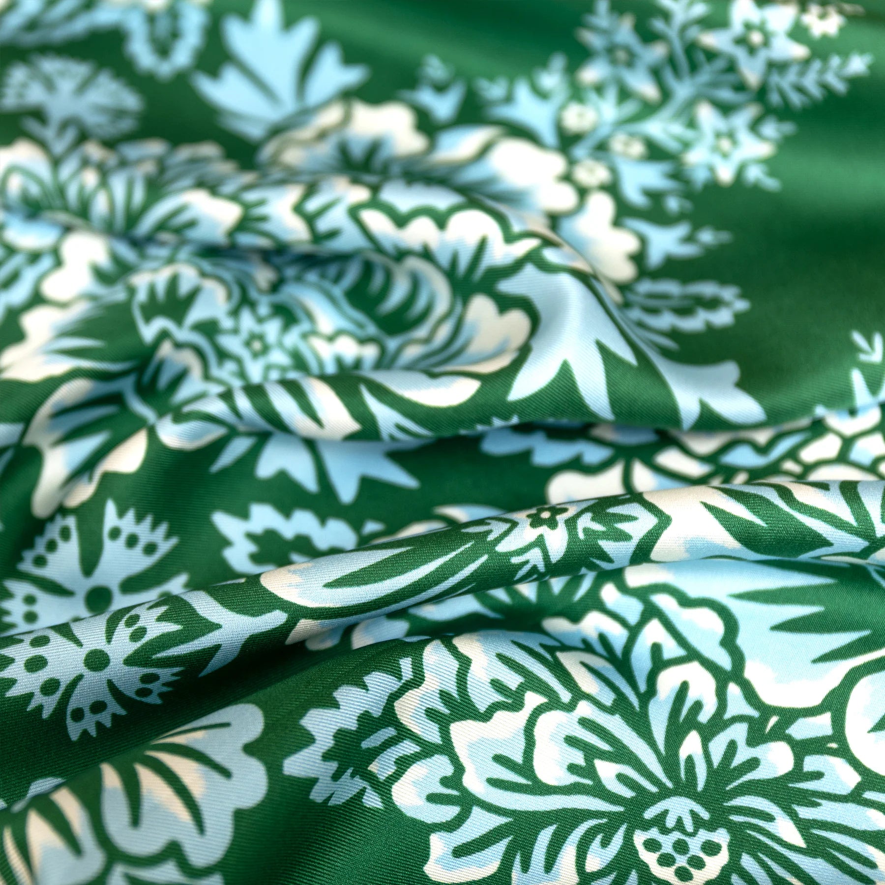 SILK TWILL SCARF // BLOSSOM IN GARDEN GREEN