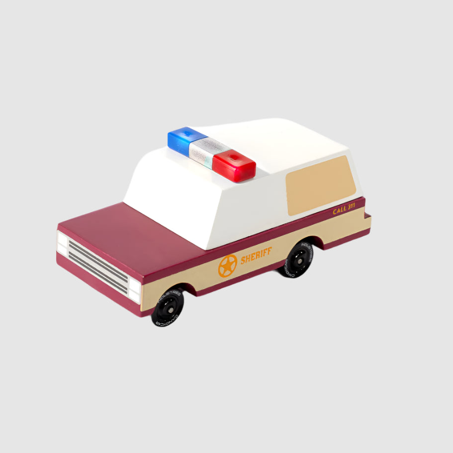 Toy sherif truck model on a white background