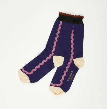 EXQUISITE J SOCKS // VIOLET SQUIGGLE