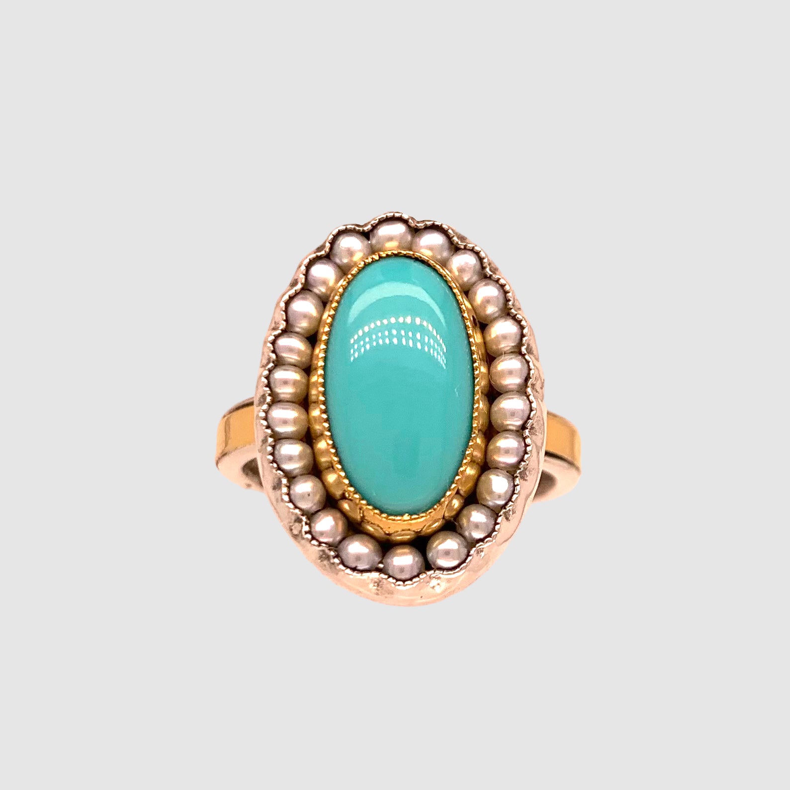 HEIRLOOM RING // PEARLS // SLEEPING DESERT BEAUTY // OVAL TURQUOISE